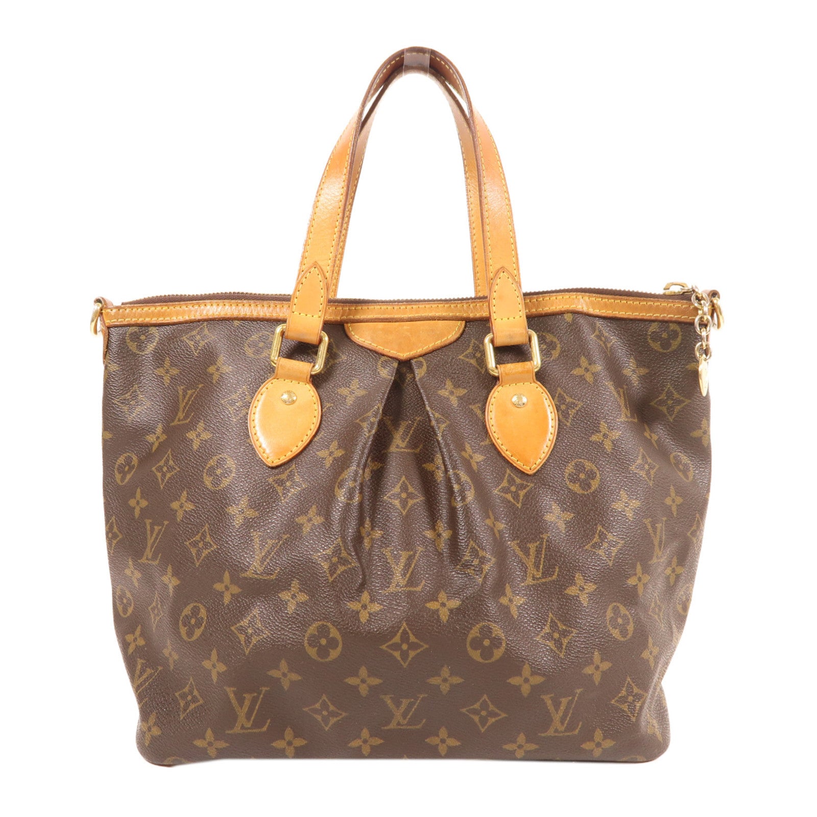 LOUIS VUITTON Monogram Palermo PM金扣手挽肩背兩用袋棕色