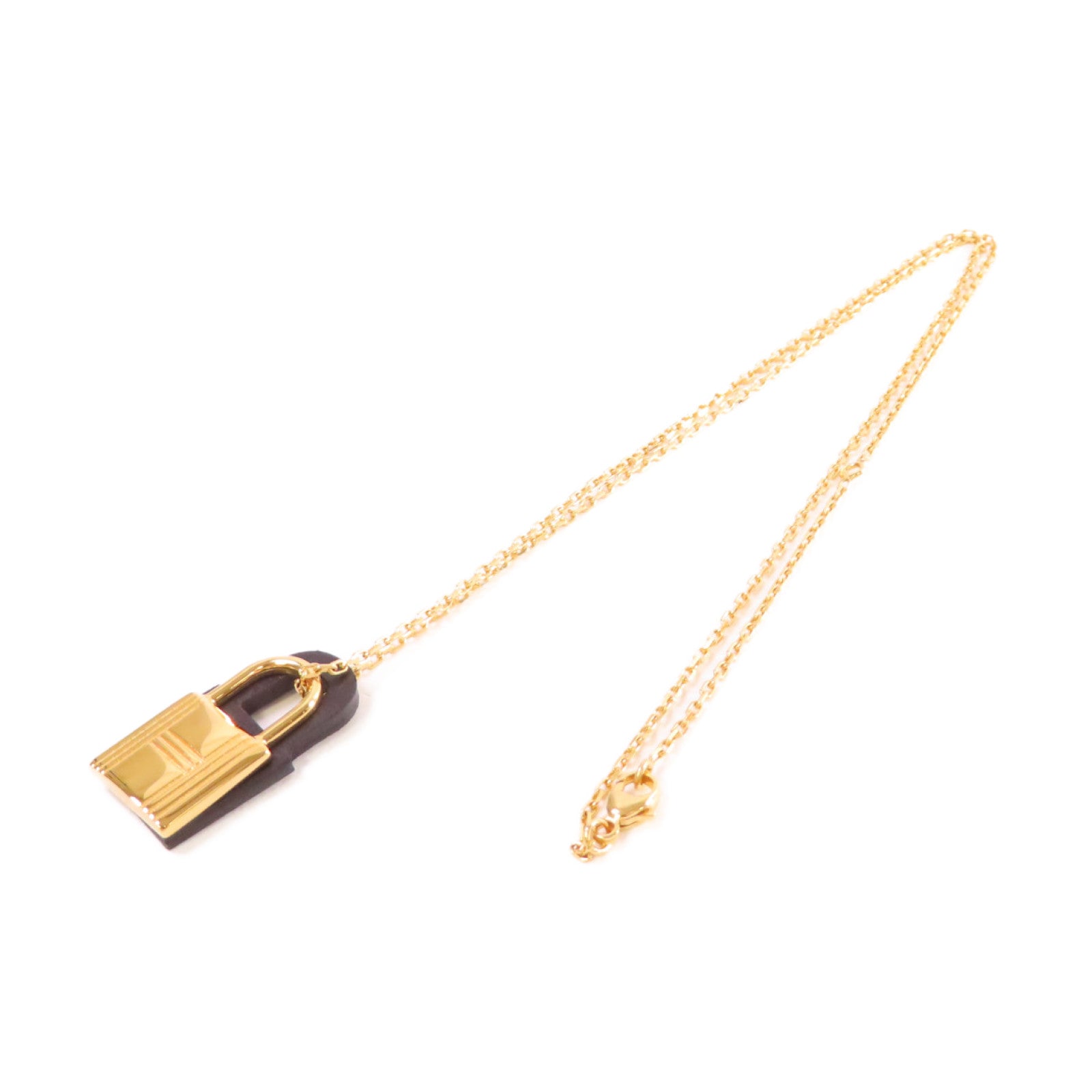HERMES 金屬/Swift皮革O'Kelly Necklace項鏈金色/黑色