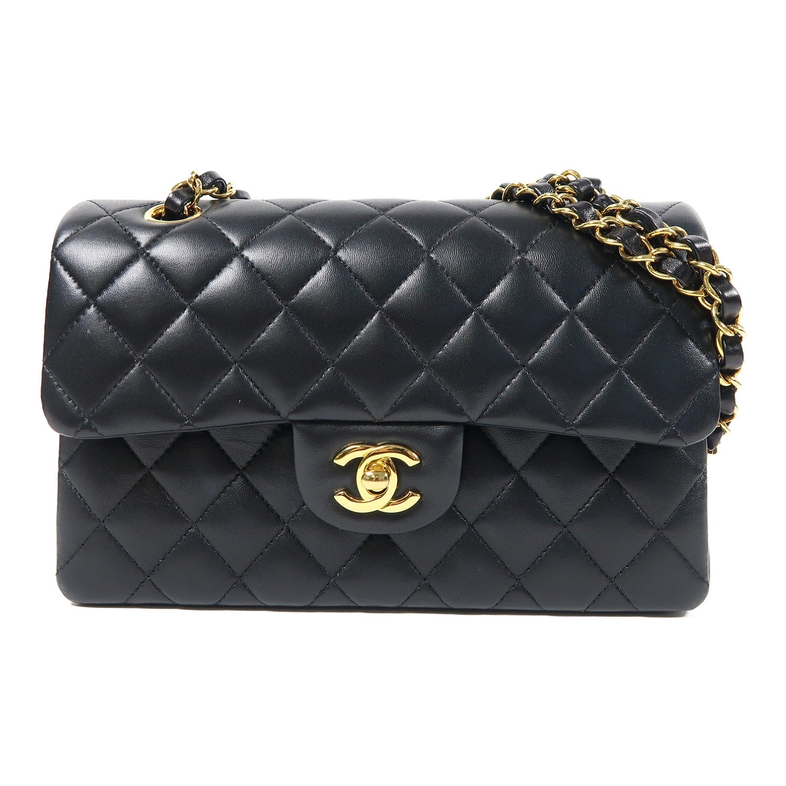 CHANEL 【激減優惠】菱格羊皮皮革Classic 23cm金扣鏈帶肩背袋黑色