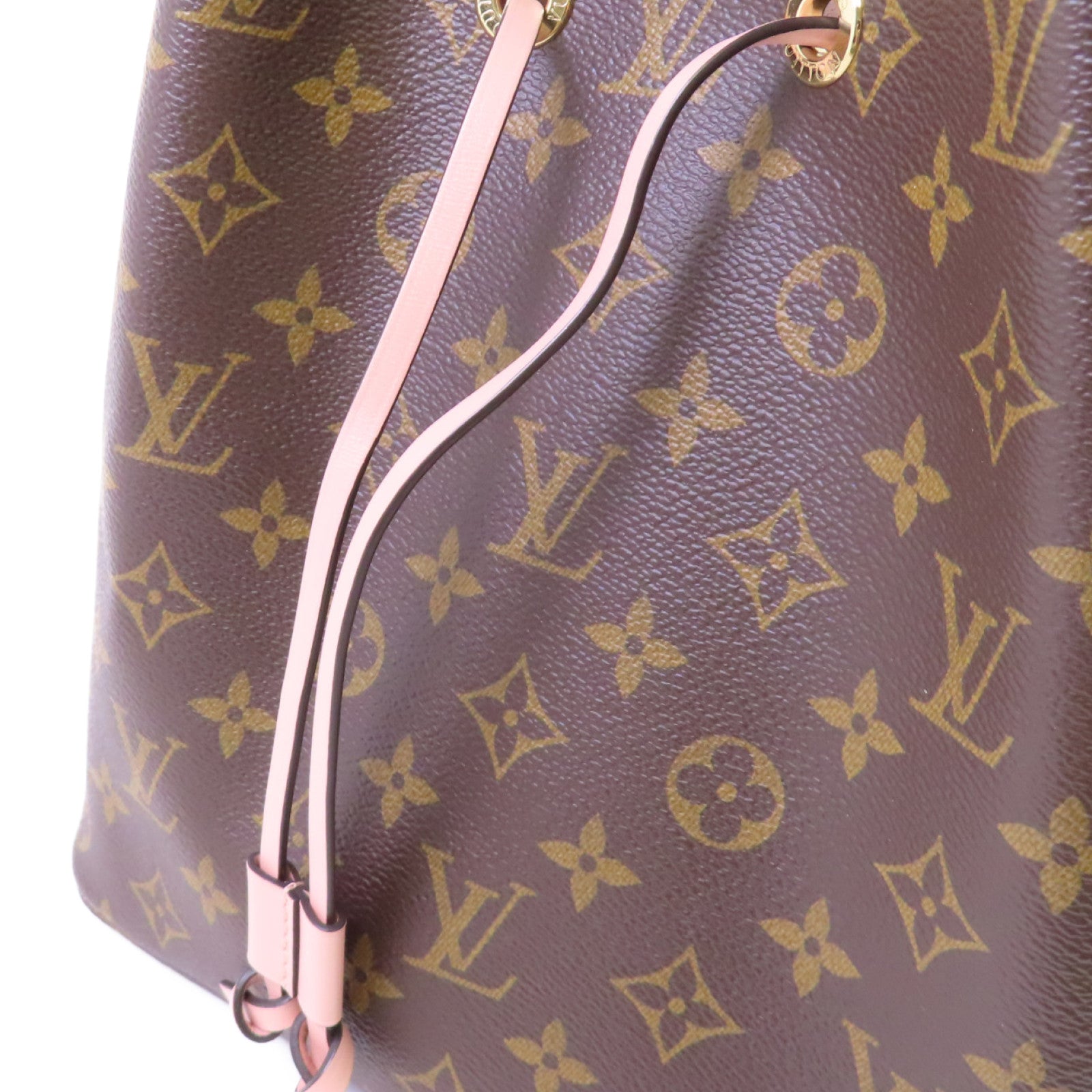 LOUIS VUITTON Monogram NeoNoe MM Shoulder Bag金扣肩背袋啡色/粉紅色
