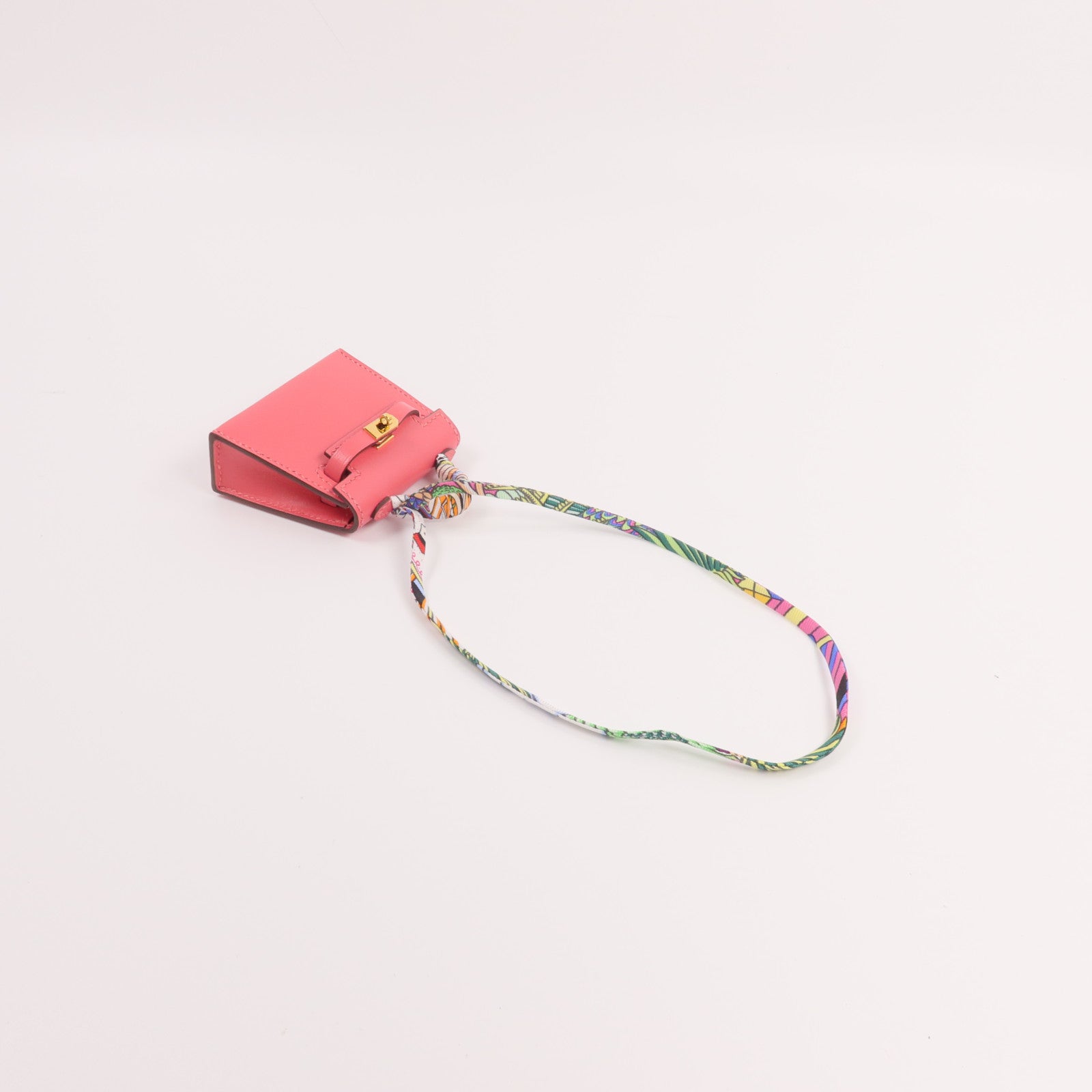 HERMES 【激減優惠】Tadelakt皮革Mini Kelly Twilly Bag掛飾Rose Azalee