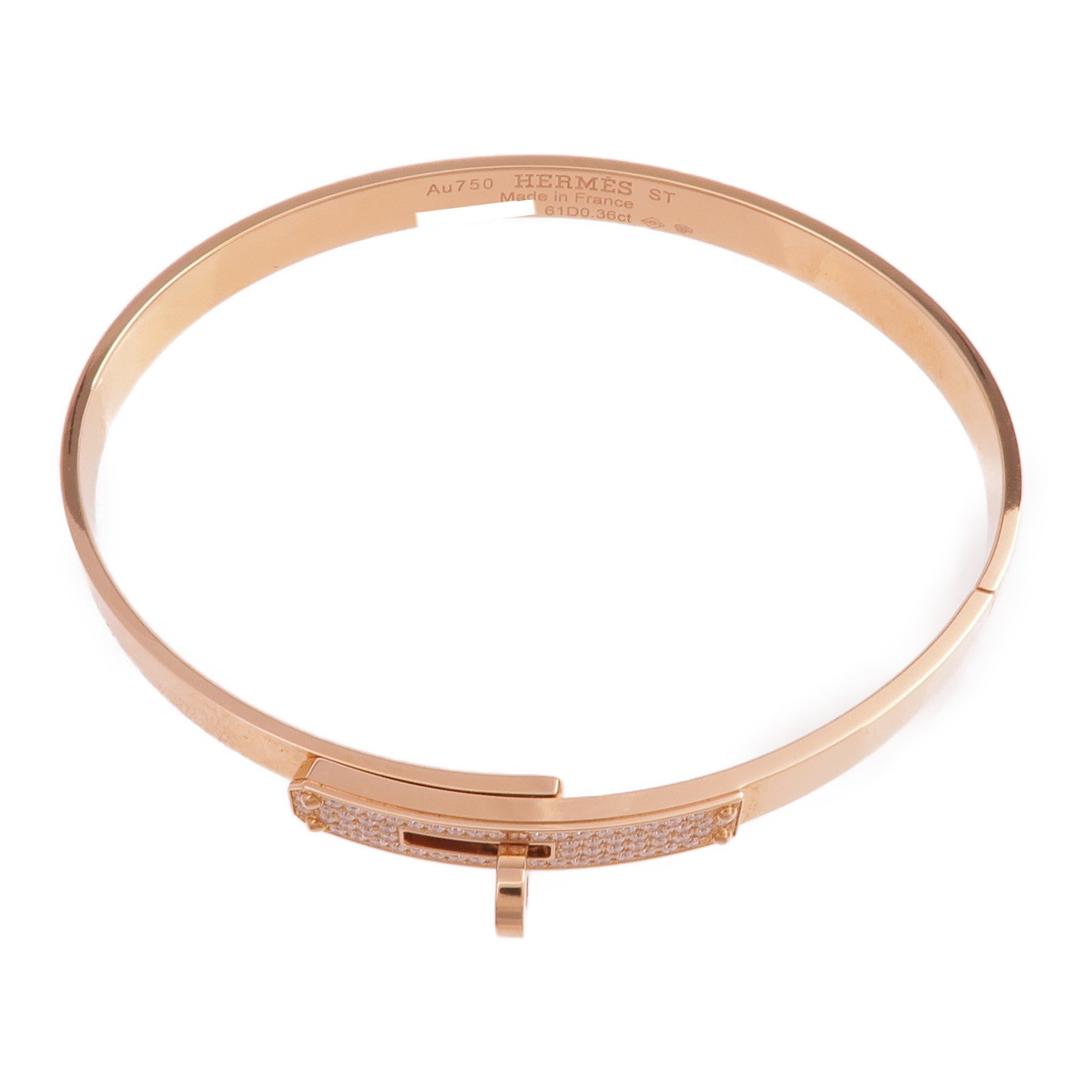 HERMES 18K玫瑰金Kelly Diamond Bracelet鑽石手鐲