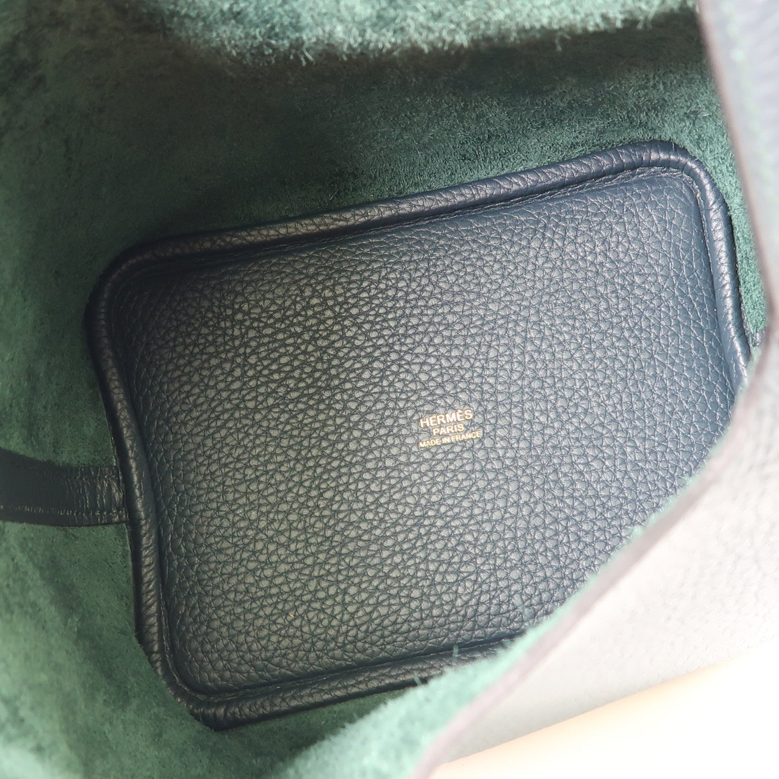 HERMES Clemence皮革Picotin PM金扣手挽袋Vert Cypres綠色
