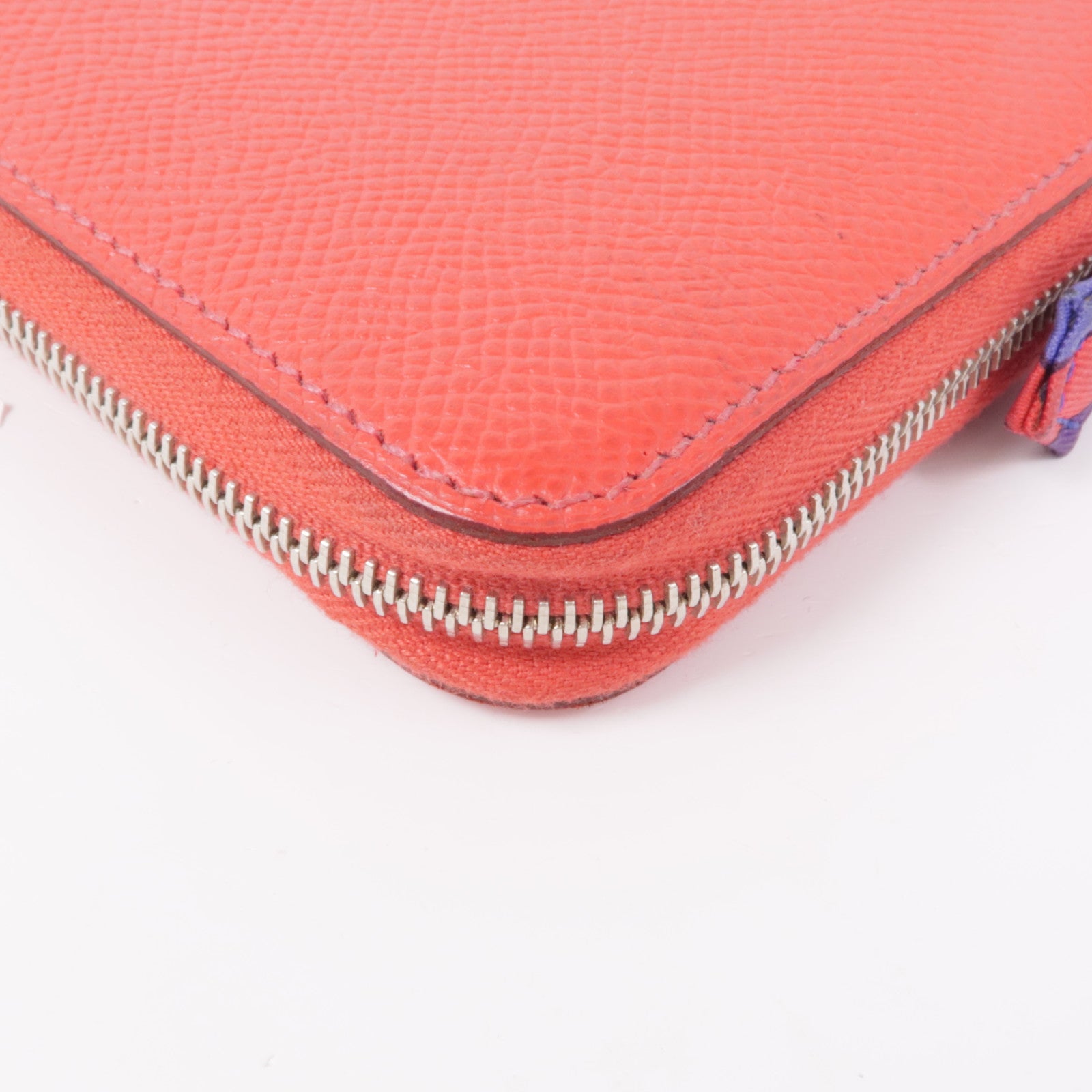 HERMES 【激減優惠】Epsom皮革Silk in Compact Wallet銀扣錢包Bougainvillier