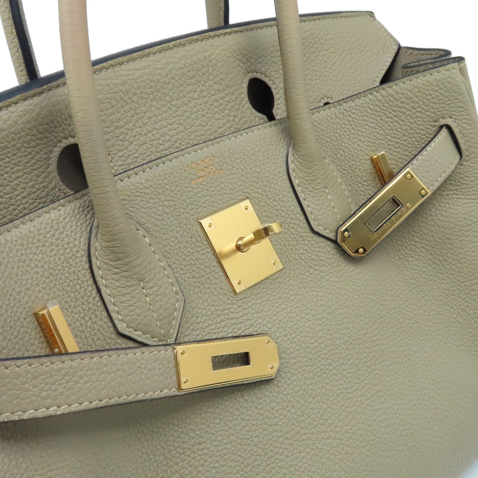 HERMES Togo皮革Birkin 30 Hand Bag金扣手挽袋Gris Tourterelle斑鳩灰色