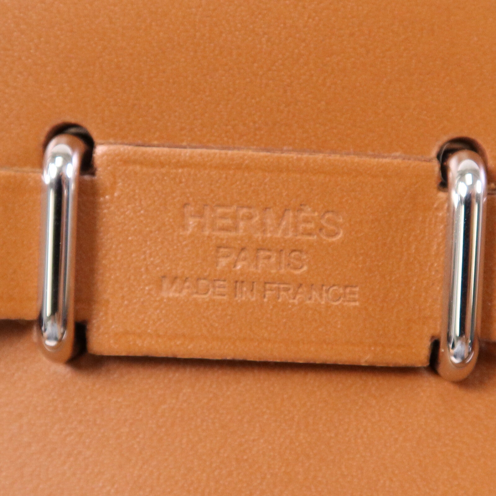 HERMES 帆布Mini Herbag銀扣肩背袋Fauve