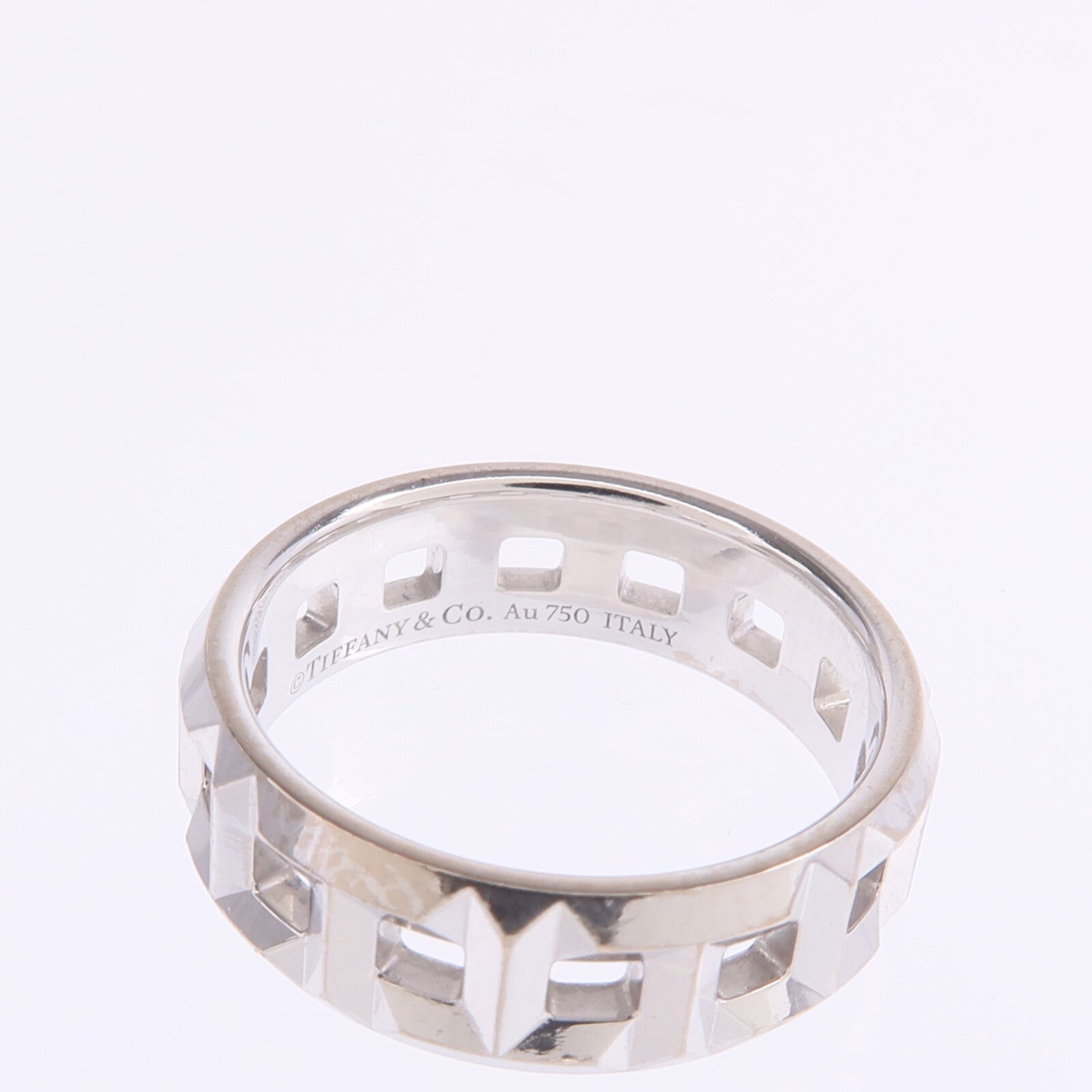 TIFFANY＆CO 18K白金T True Wide Ring戒指US#4.5