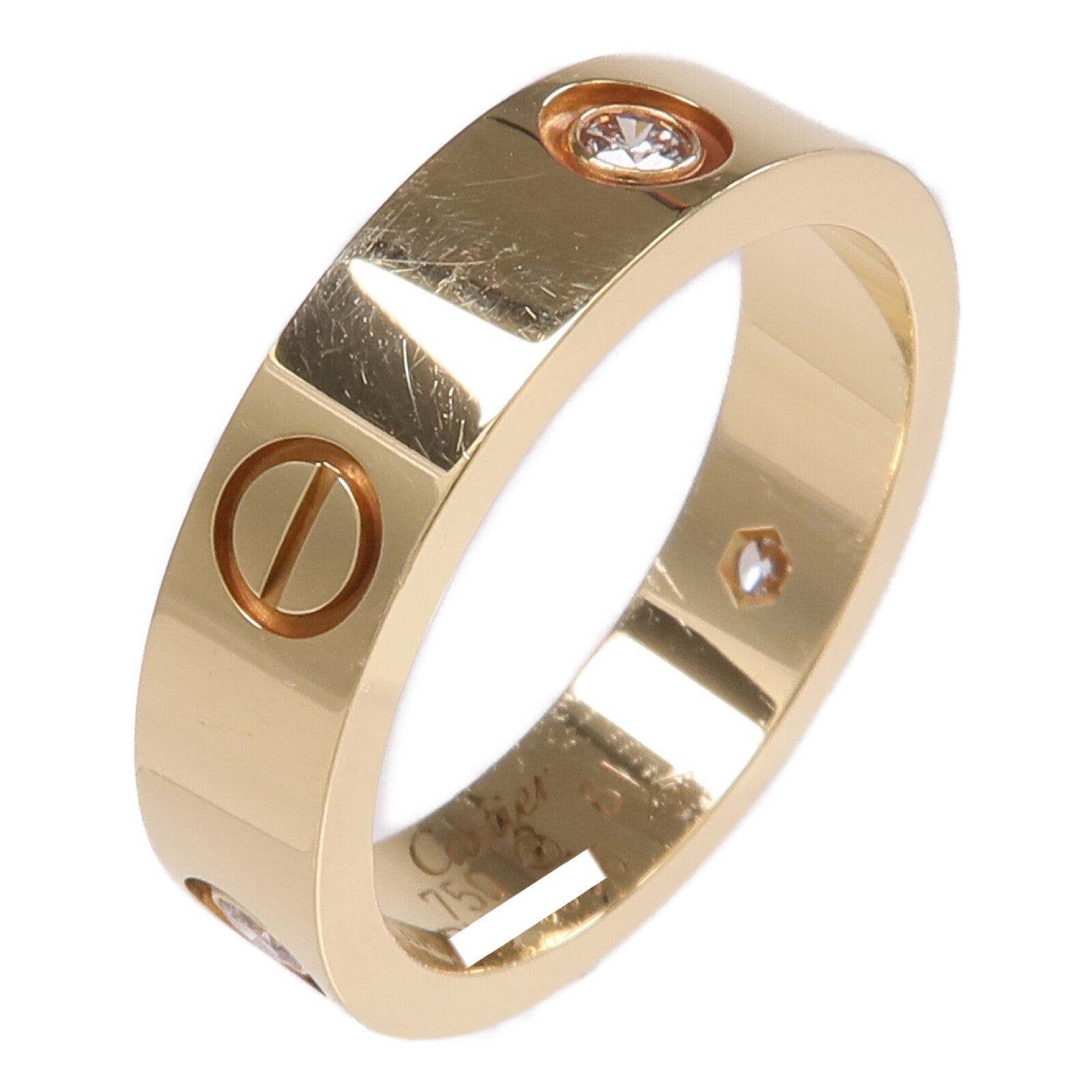 CARTIER 18K黃金Love Ring 3 Diamonds鑽石戒指