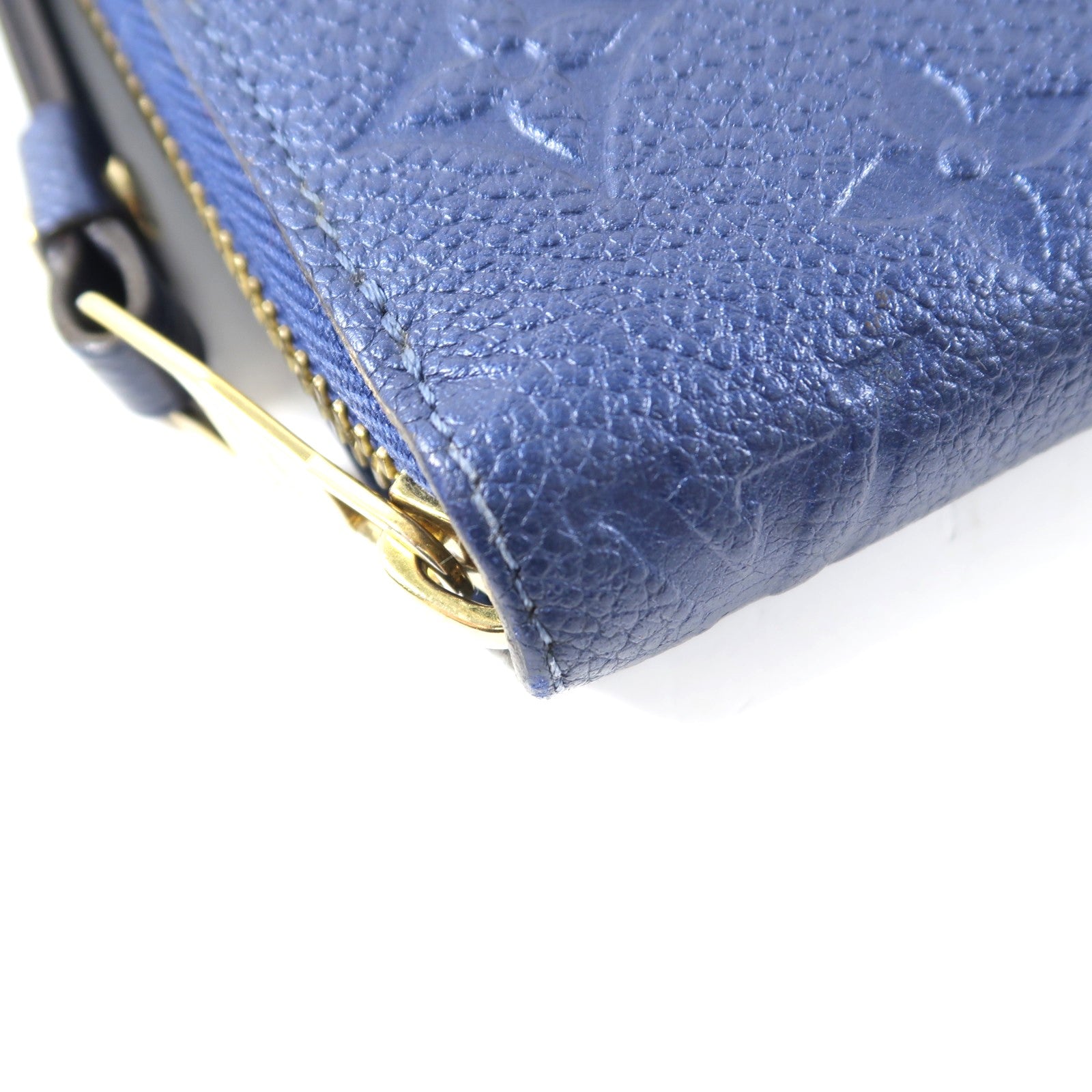 LOUIS VUITTON Monogram Empreinte Zippy Long Wallet金扣長錢包藍色