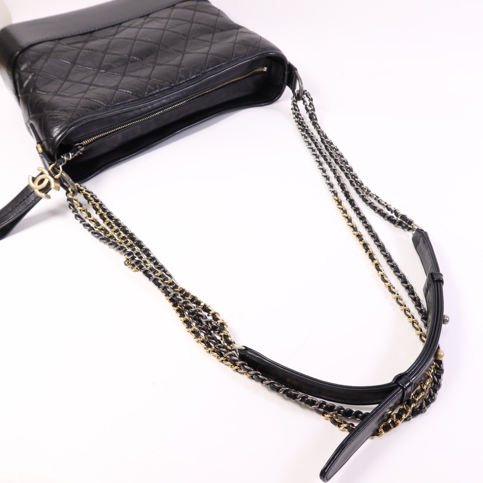 CHANEL 羊皮皮革Gabrirlle Large鏈帶肩背袋