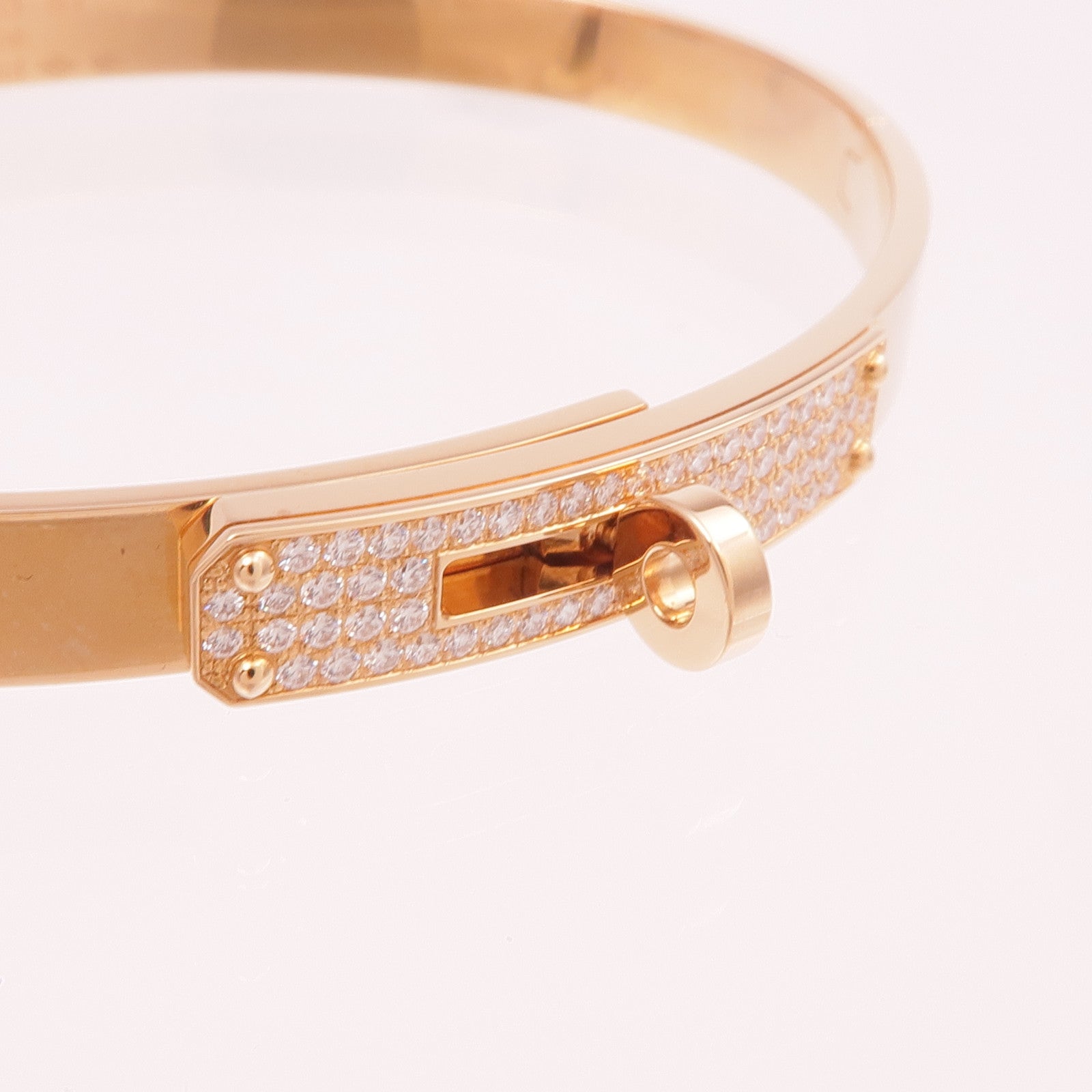 HERMES 18K玫瑰金Kelly Diamond Bracelet鑽石手鐲
