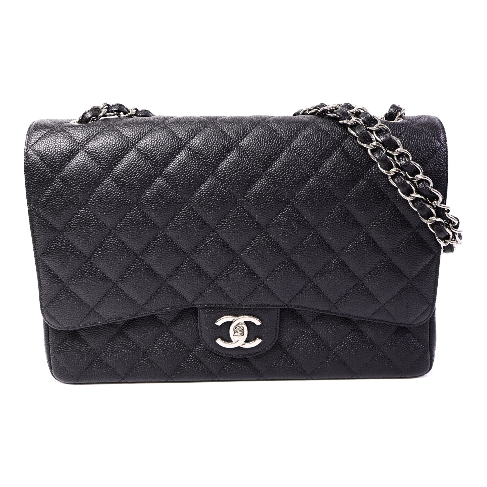 CHANEL 牛皮皮革Maxi Classic鏈帶肩背袋