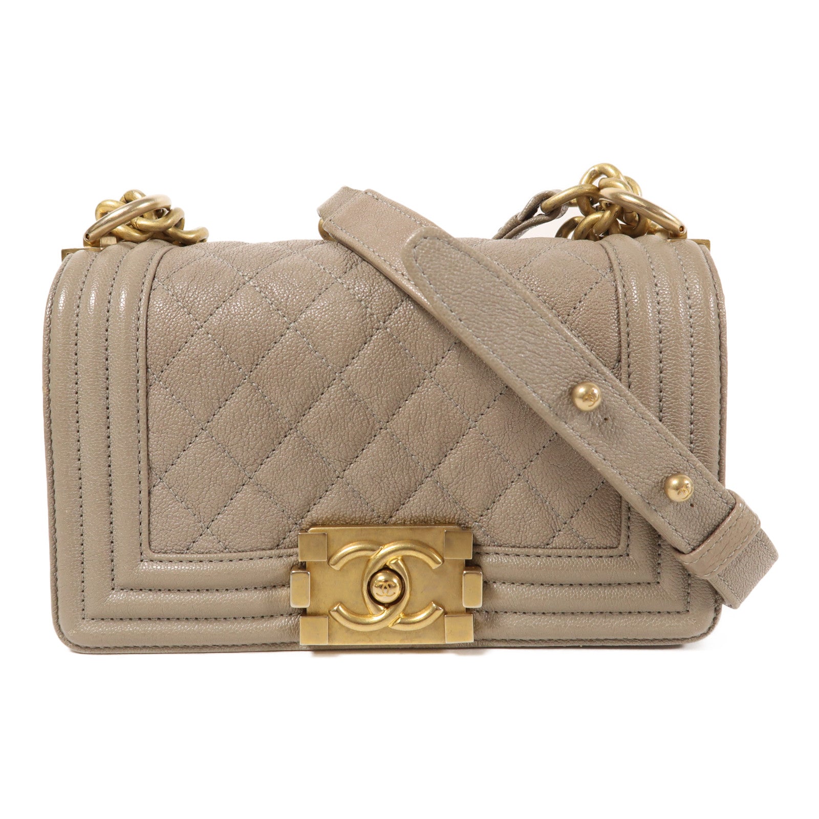 CHANEL 【激減優惠】牛皮皮革Boy 20金扣肩背袋