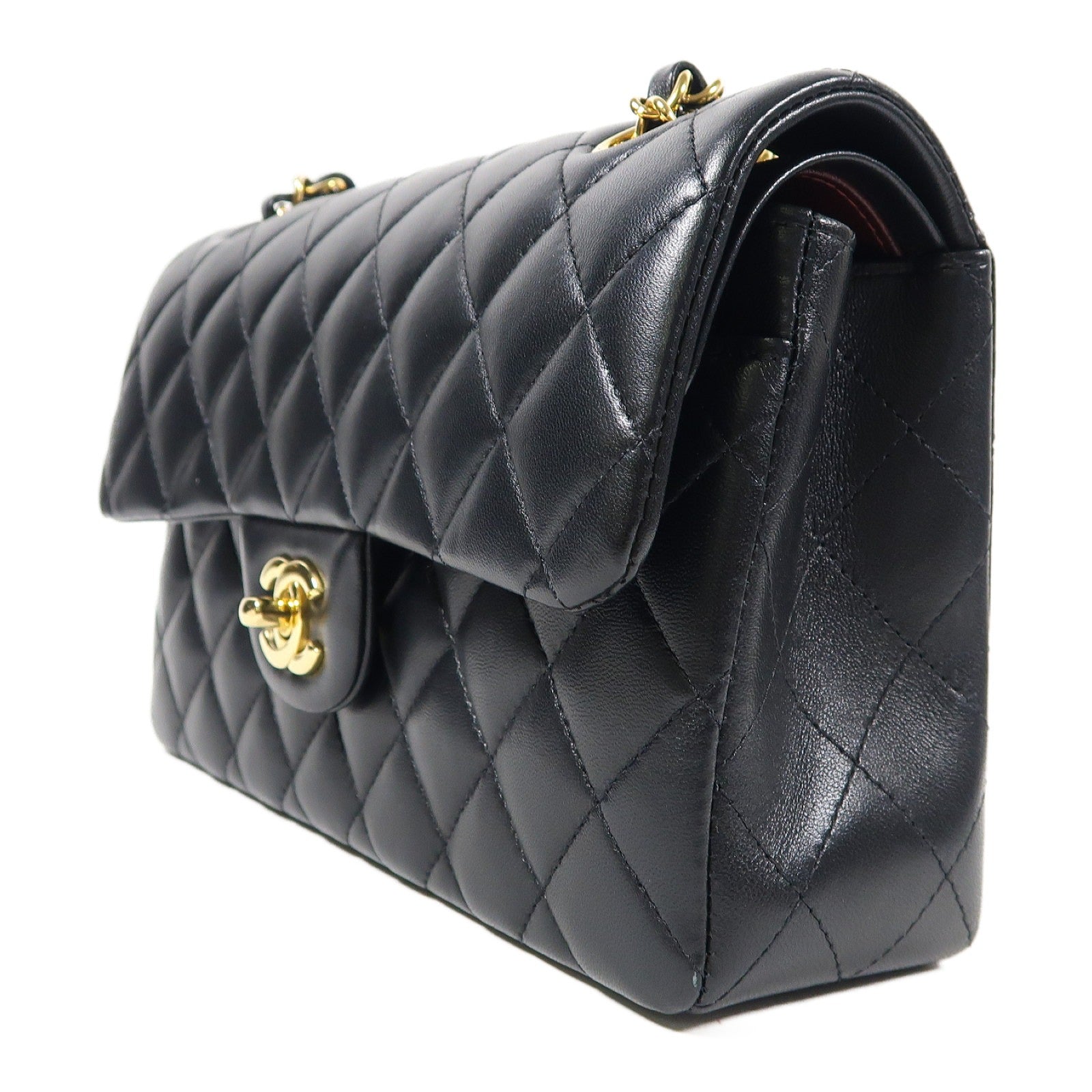 CHANEL 【激減優惠】菱格羊皮皮革Classic 23cm金扣鏈帶肩背袋黑色