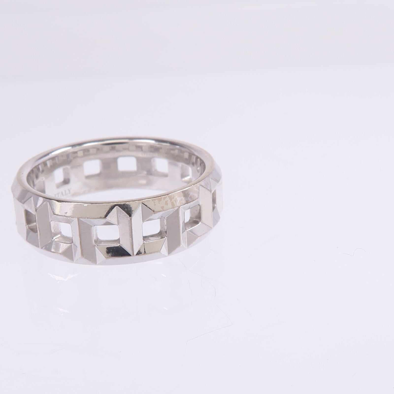 TIFFANY＆CO 18K白金T True Wide Ring戒指US#4.5