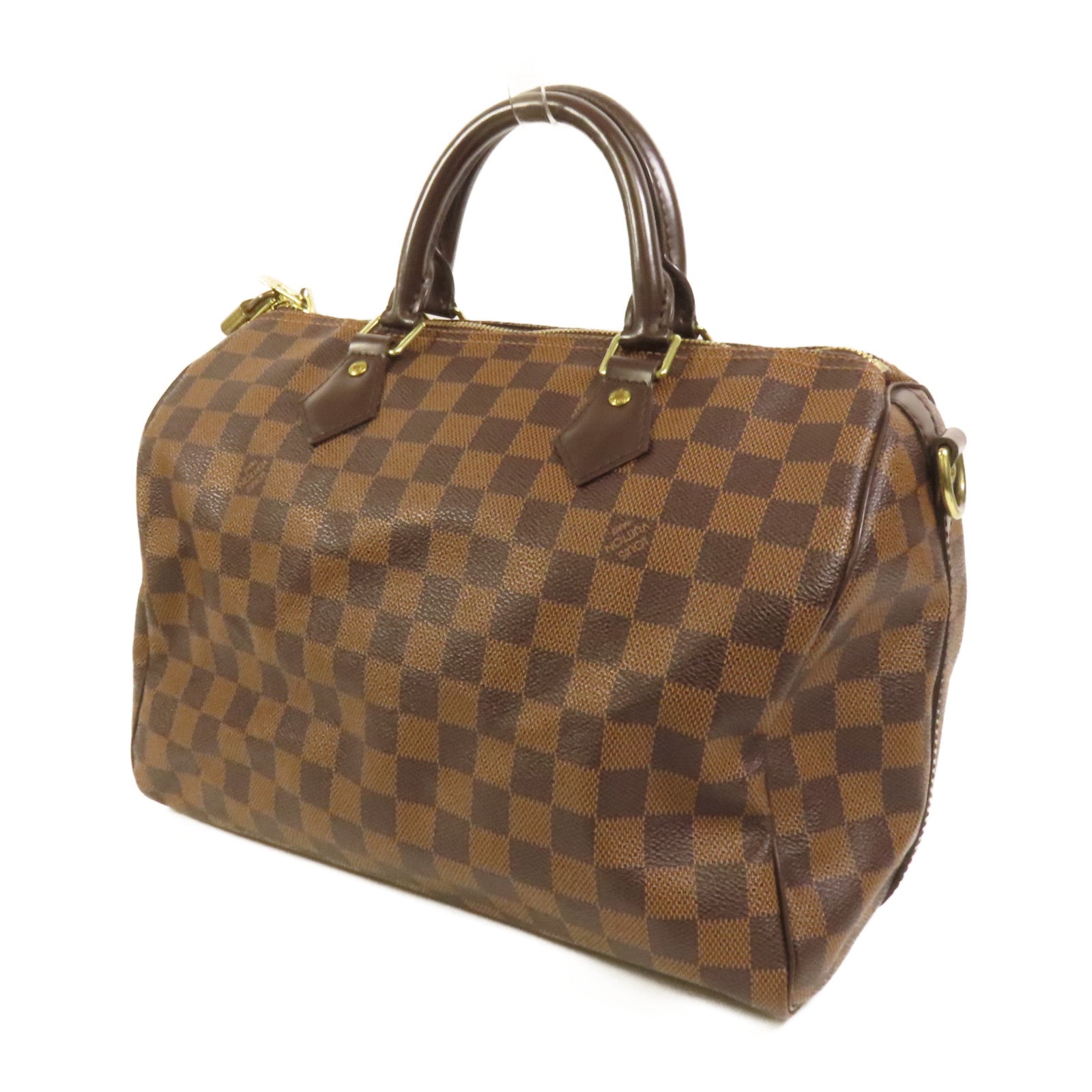 LOUIS VUITTON Damier Speedy Bandouliere 30金扣手挽肩背兩用袋
