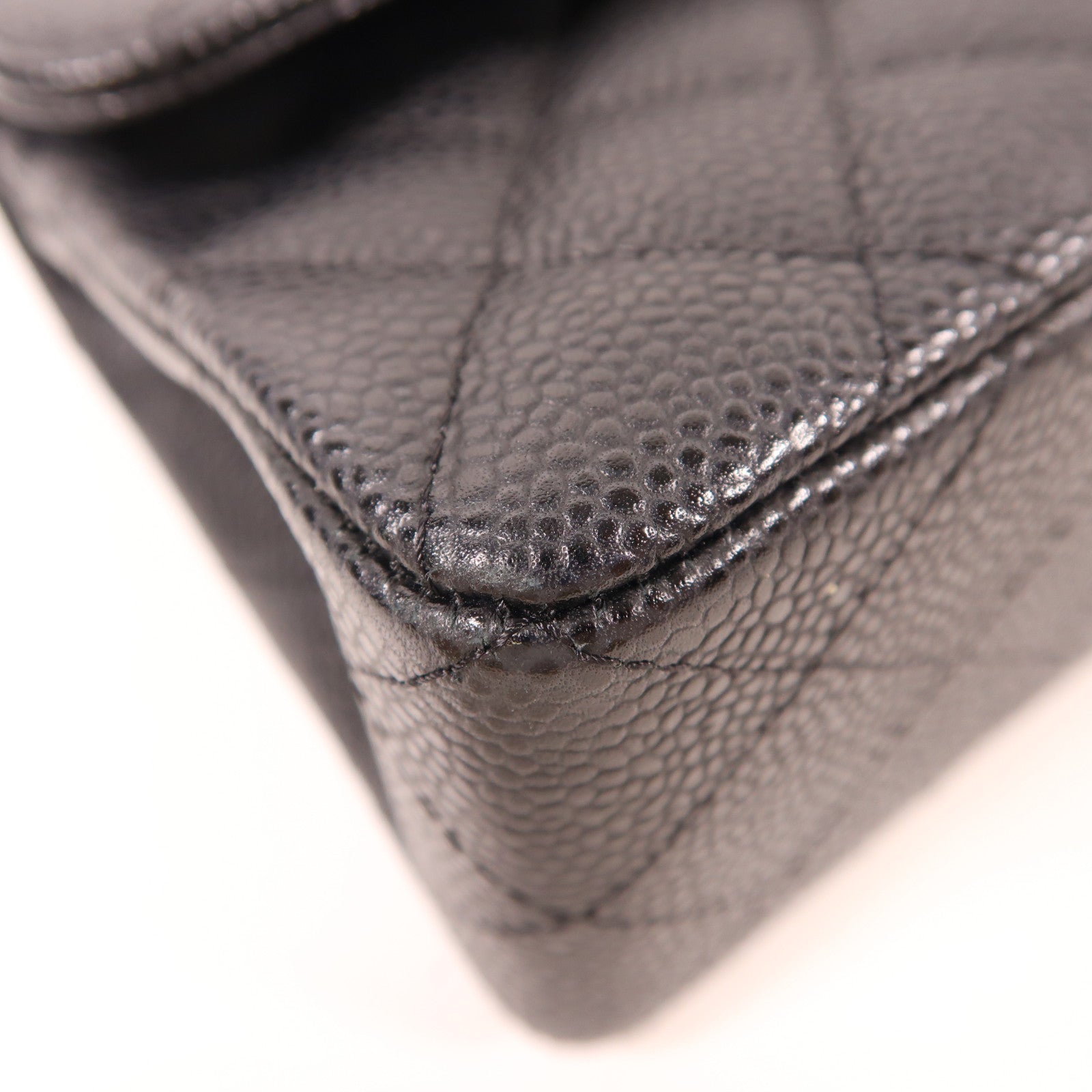 CHANEL 牛皮皮革Classic 23銀扣鏈帶肩背袋黑色
