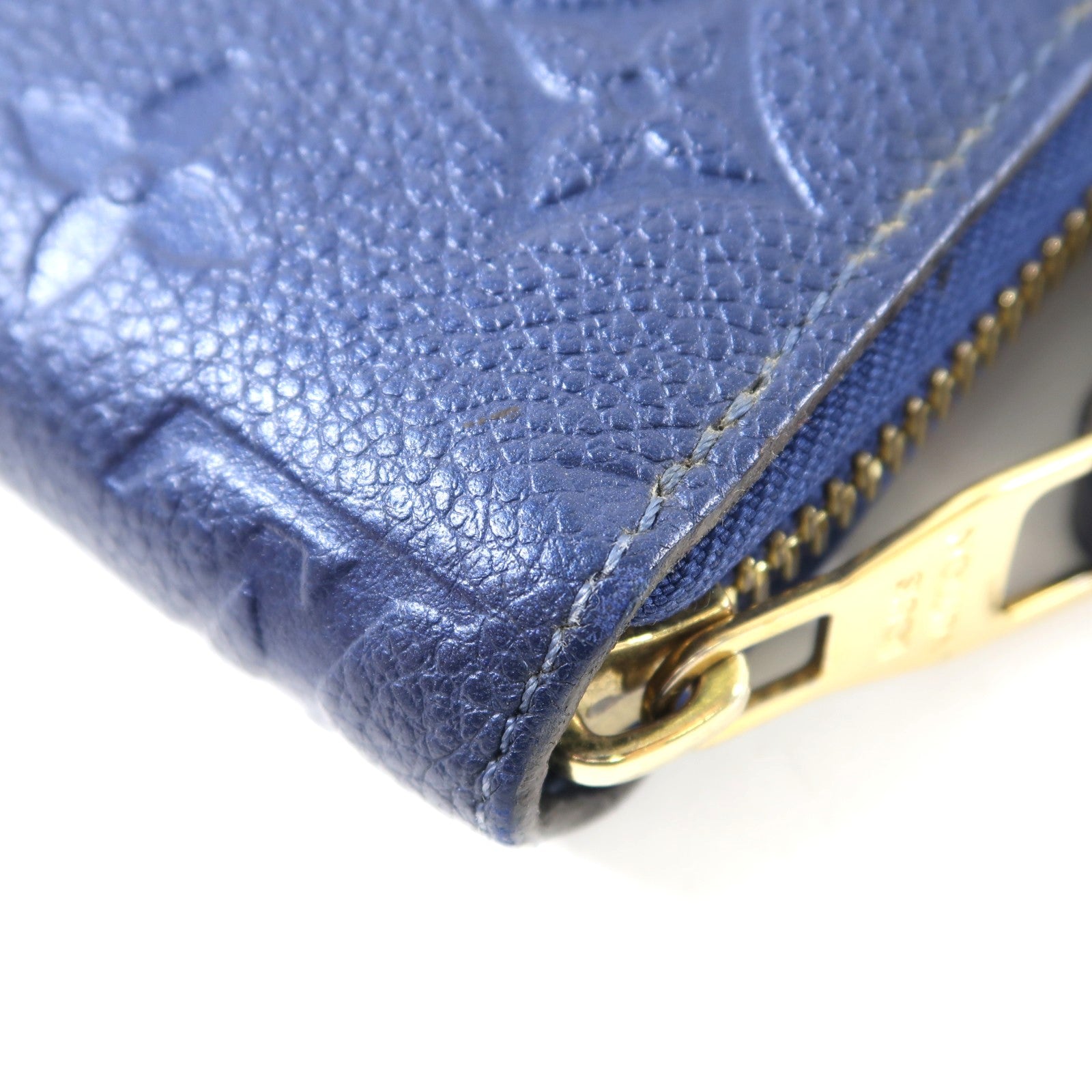 LOUIS VUITTON Monogram Empreinte Zippy Long Wallet金扣長錢包藍色