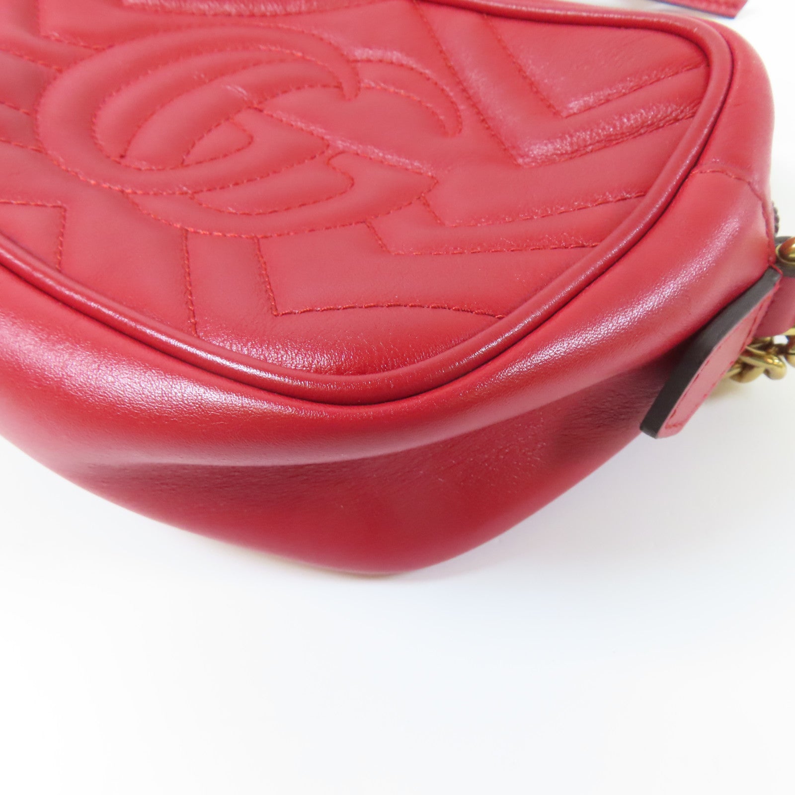 GUCCI 【激減優惠】牛皮皮革GG Marmont金扣肩背袋紅色
