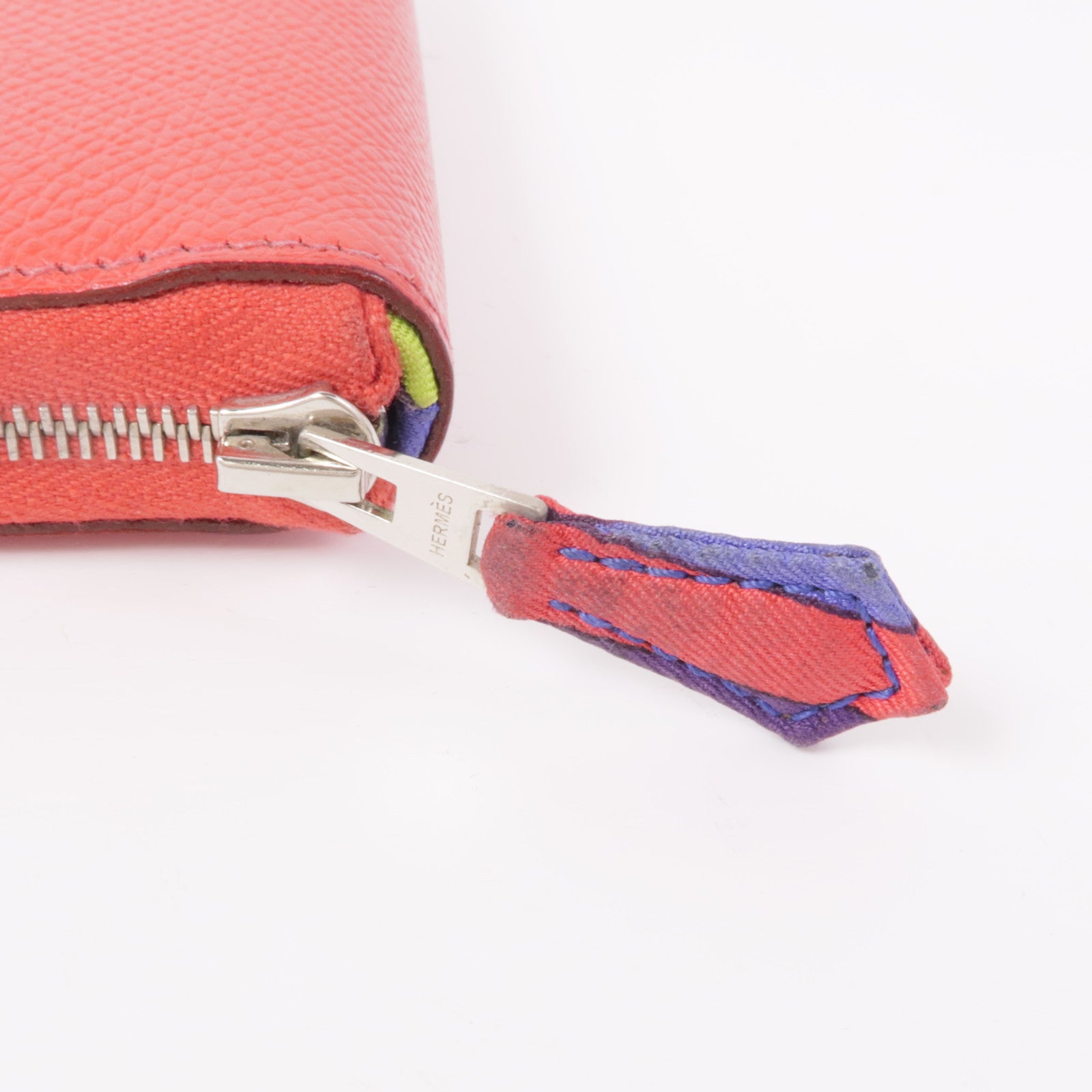 HERMES 【激減優惠】Epsom皮革Silk in Compact Wallet銀扣錢包Bougainvillier