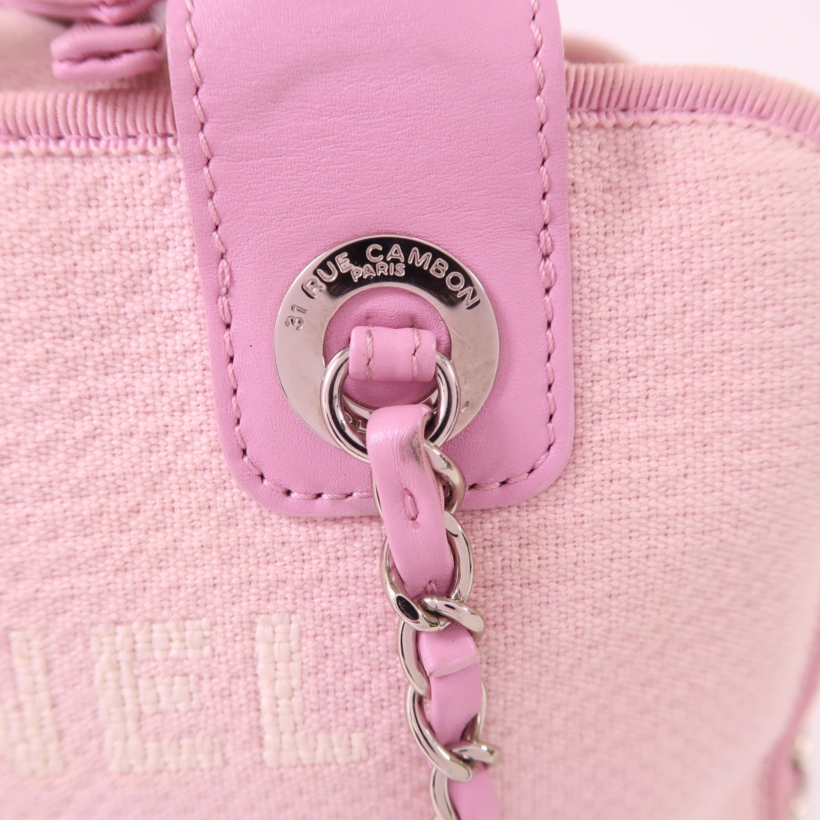 CHANEL 帆布Deauville Bowling Bag銀扣手挽肩背兩用袋
