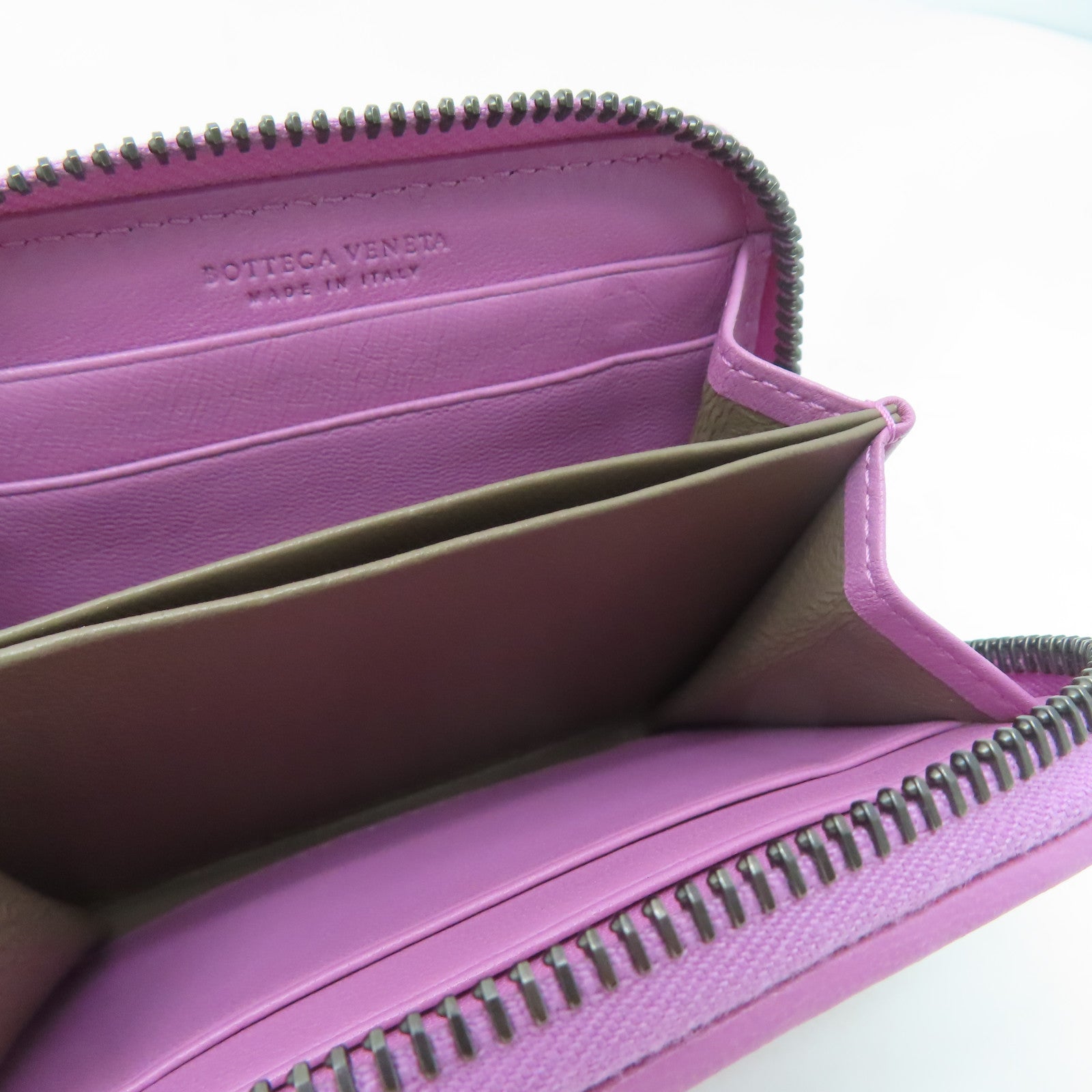 BOTTEGA VENETA 【激減優惠】羊皮皮革Zipped Coin Purse銀扣零錢包紫色