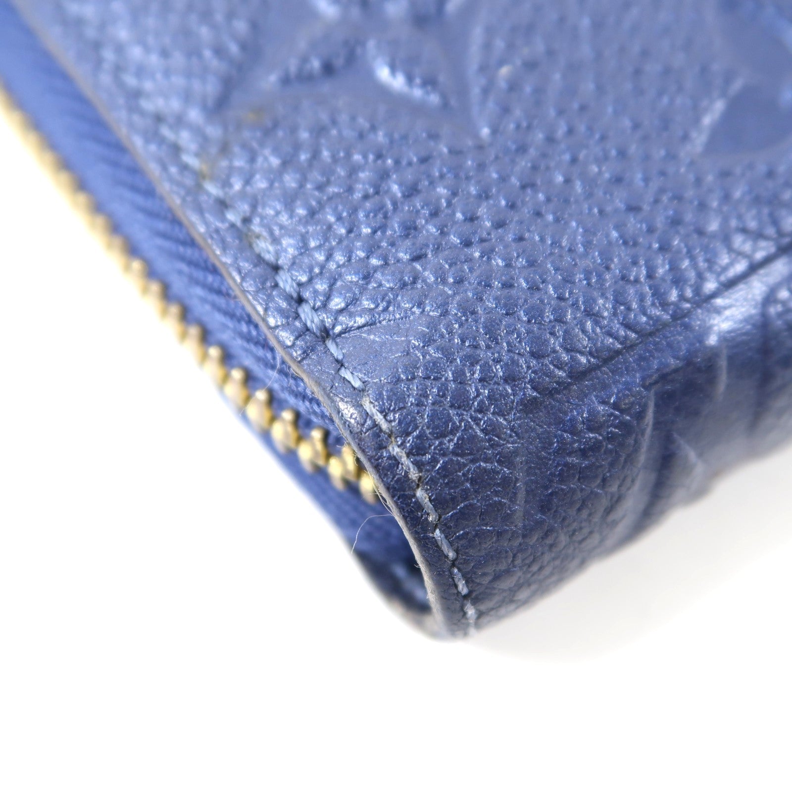 LOUIS VUITTON Monogram Empreinte Zippy Long Wallet金扣長錢包藍色