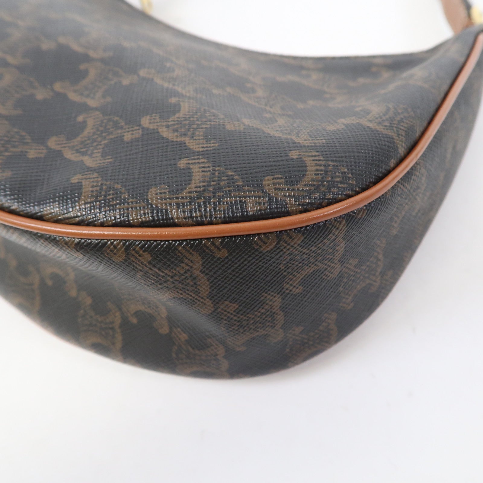 CELINE Triomphe帆布Ava金扣肩背袋啡色