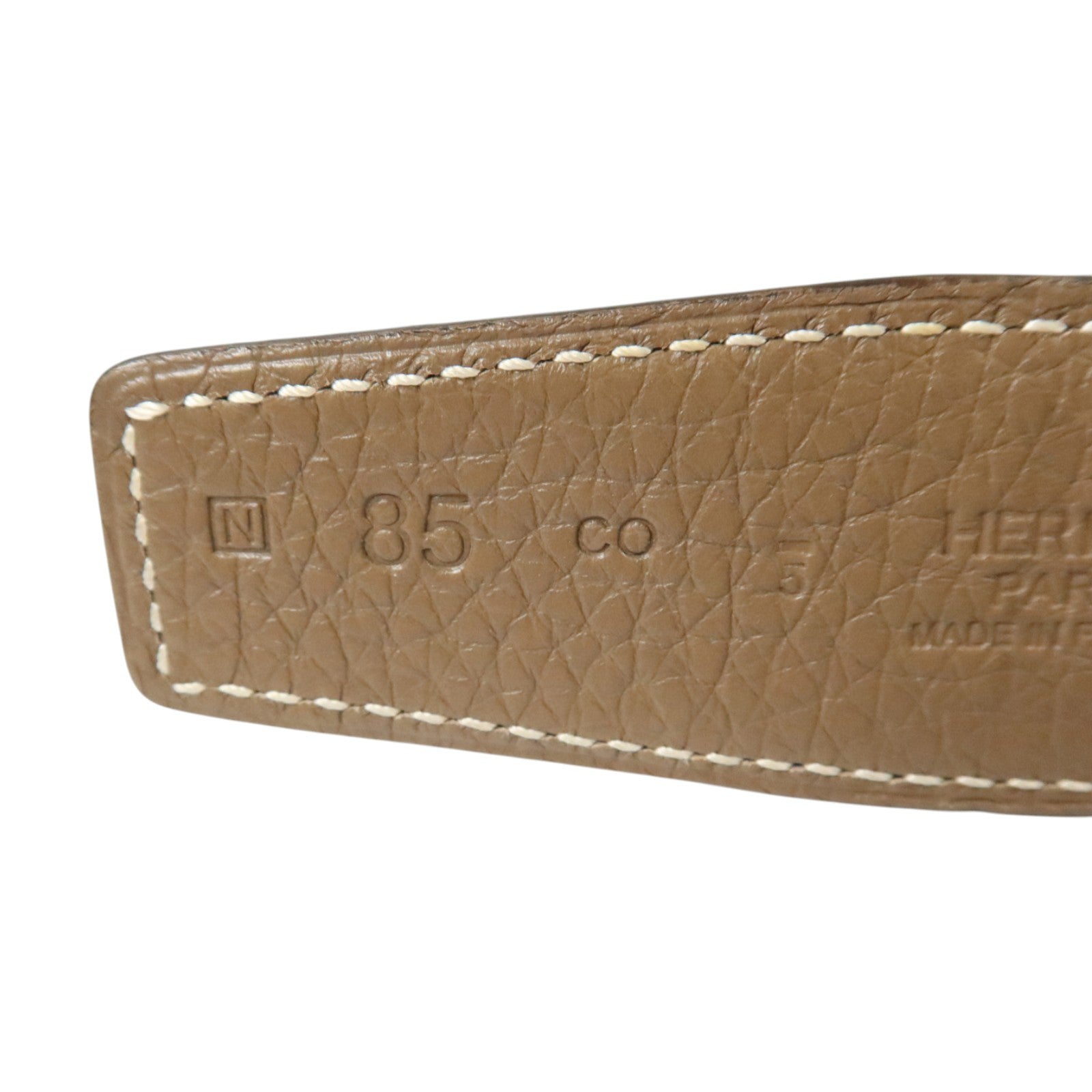 HERMES Togo皮革/Swift皮革Reversible H Belt 85cm銀扣皮帶Etoupe/Black