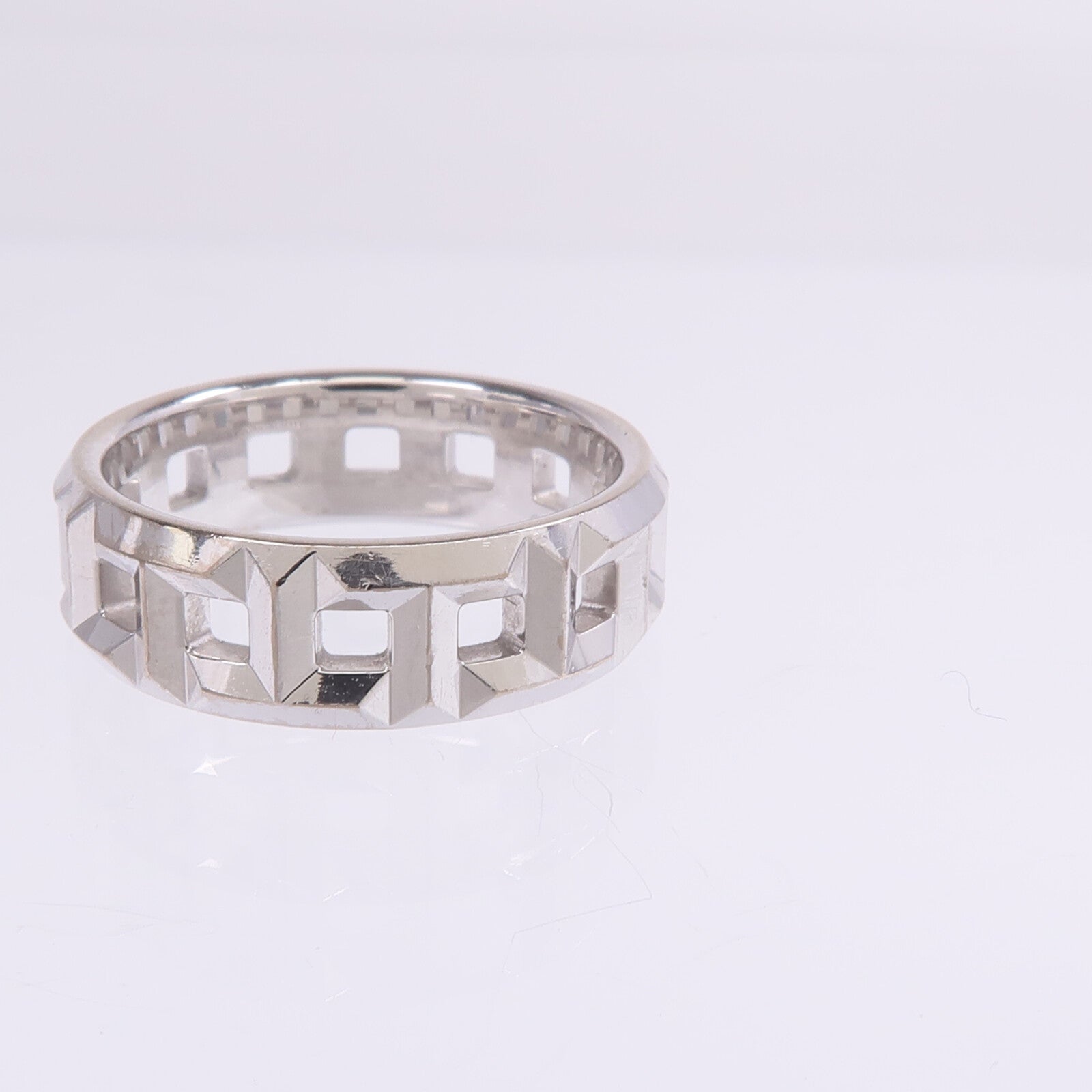 TIFFANY＆CO 18K白金T True Wide Ring戒指US#4.5