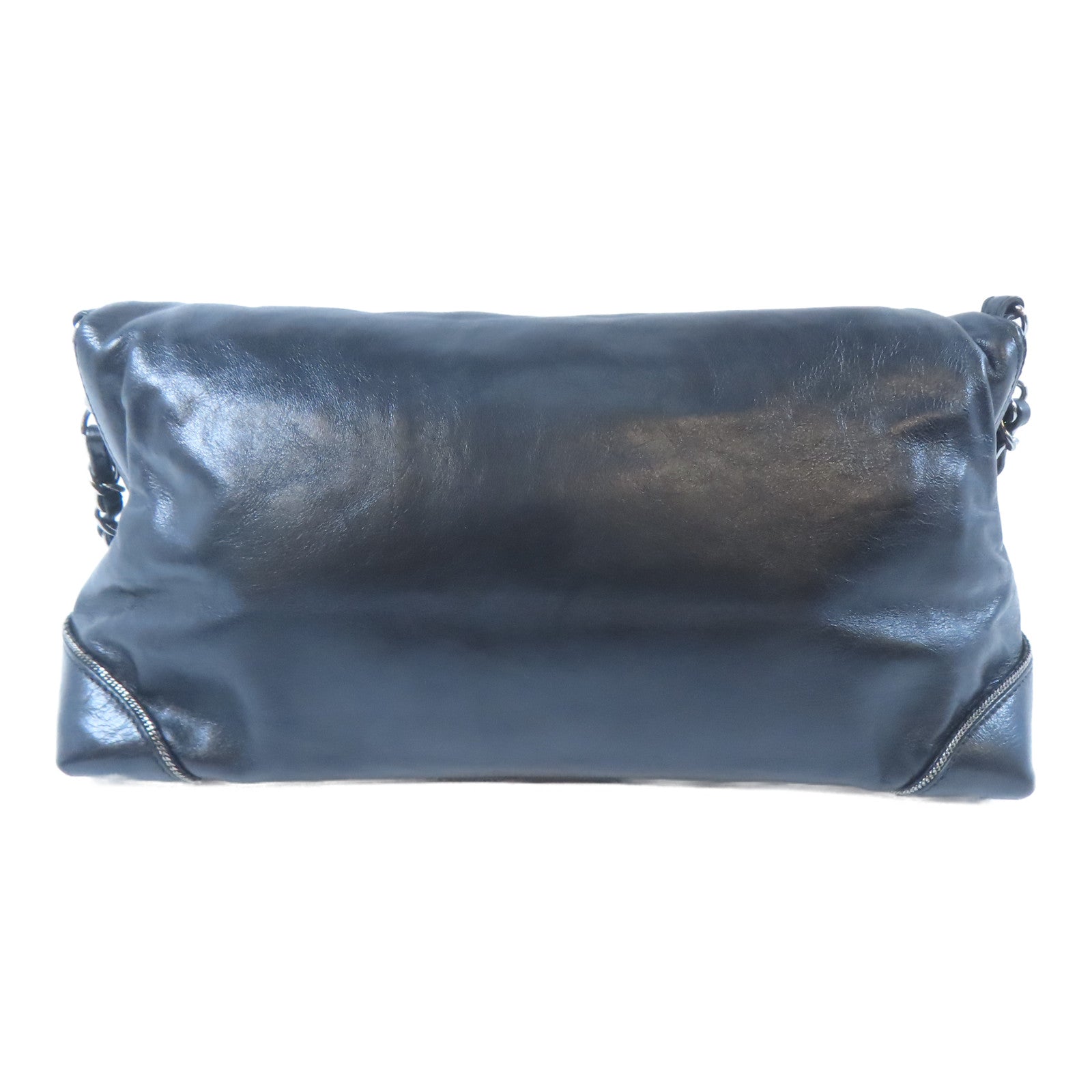 CHANEL 牛皮皮革Chain Shoulder銀扣鏈帶肩背袋黑色