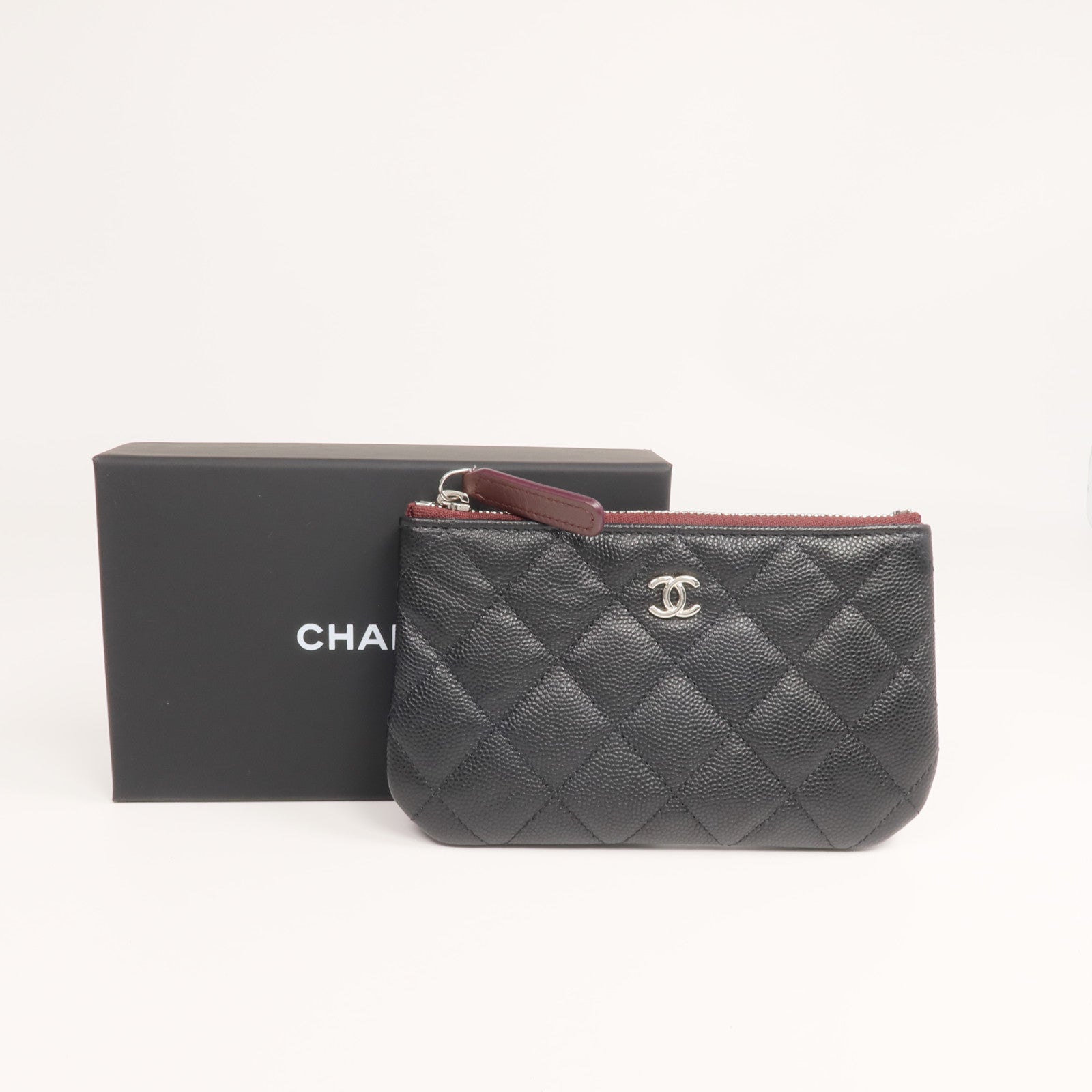 CHANEL 牛皮皮革Coin Case/Pouch銀扣零錢包/手拿包