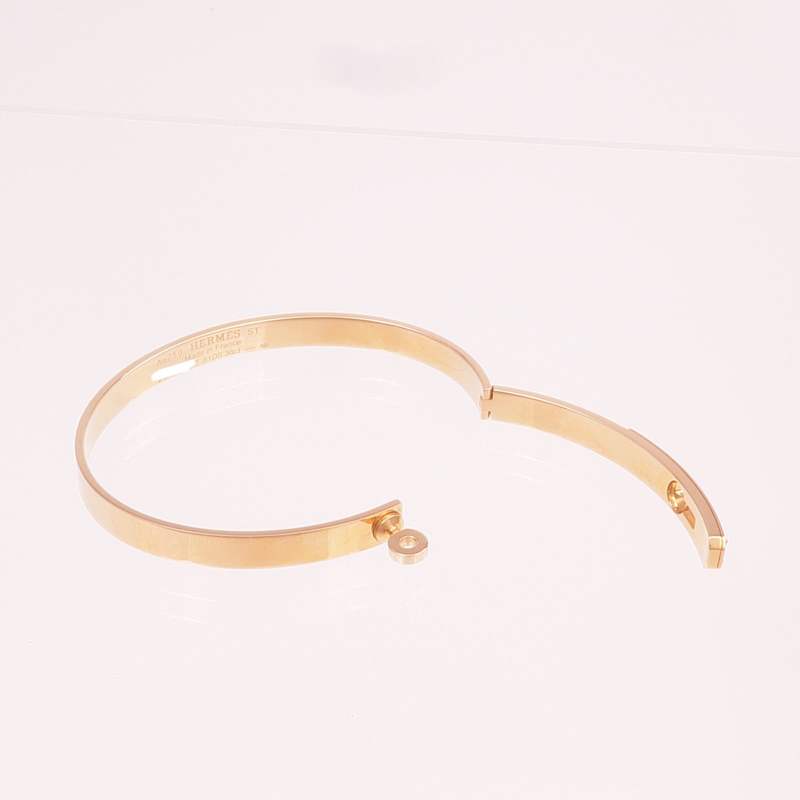 HERMES 18K玫瑰金Kelly Diamond Bracelet鑽石手鐲