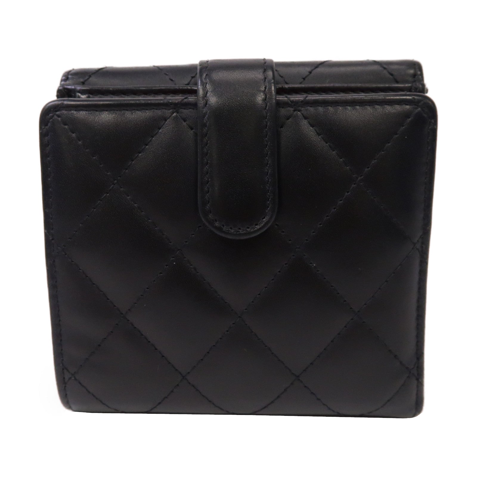 CHANEL 菱格牛皮皮革Cambon Bi-Fold Wallet折疊錢包黑色