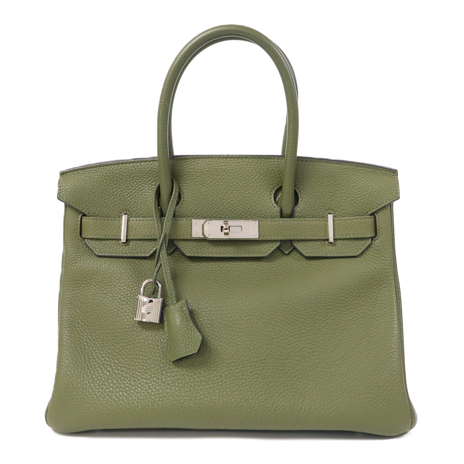HERMES Togo皮革Birkin 30銀扣手挽袋Pelouse/草坪綠色