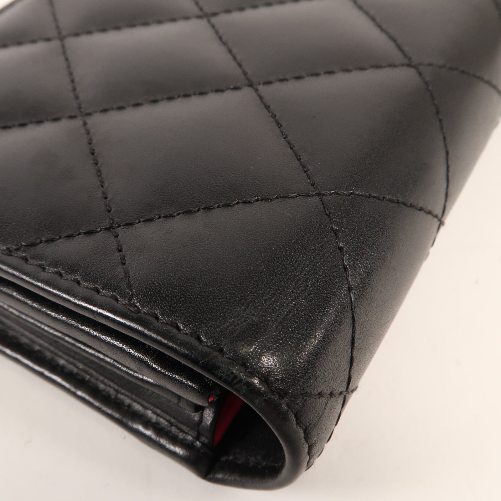 CHANEL 羊皮皮革Cambon Wallet銀扣長錢包