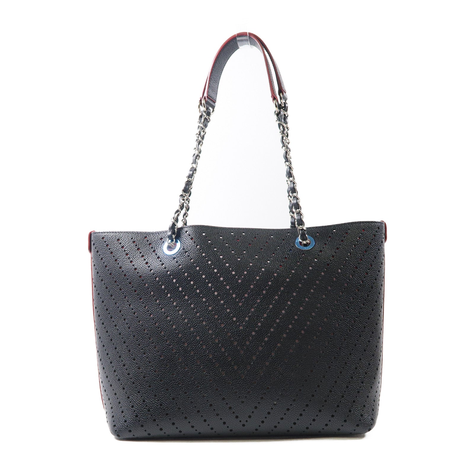 CHANEL 【激減優惠】牛皮皮革2 Way Shoulder銀扣肩背袋黑色/紅色