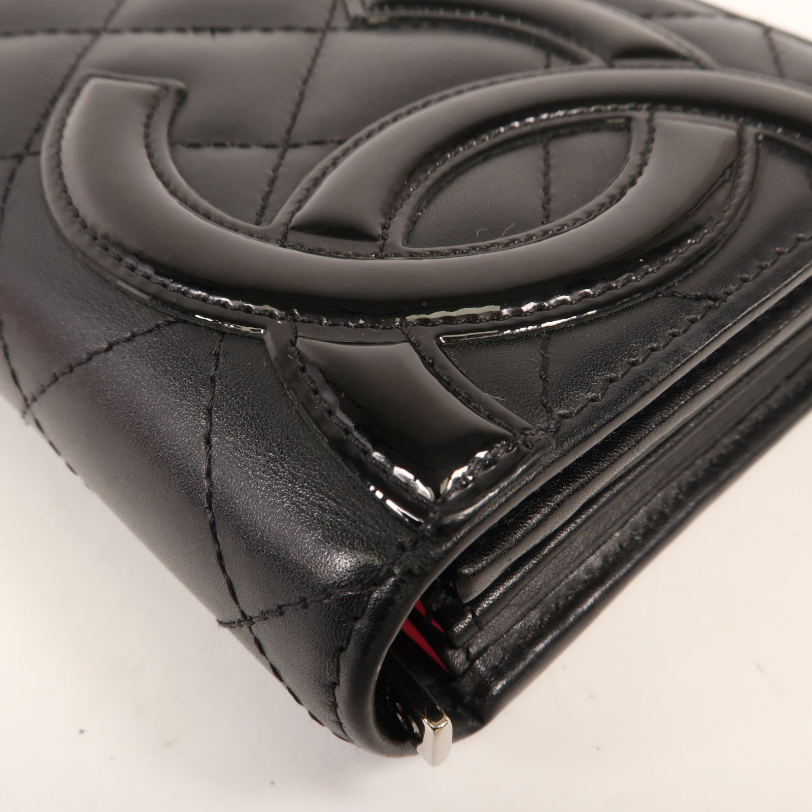 CHANEL 羊皮皮革Cambon Wallet銀扣長錢包