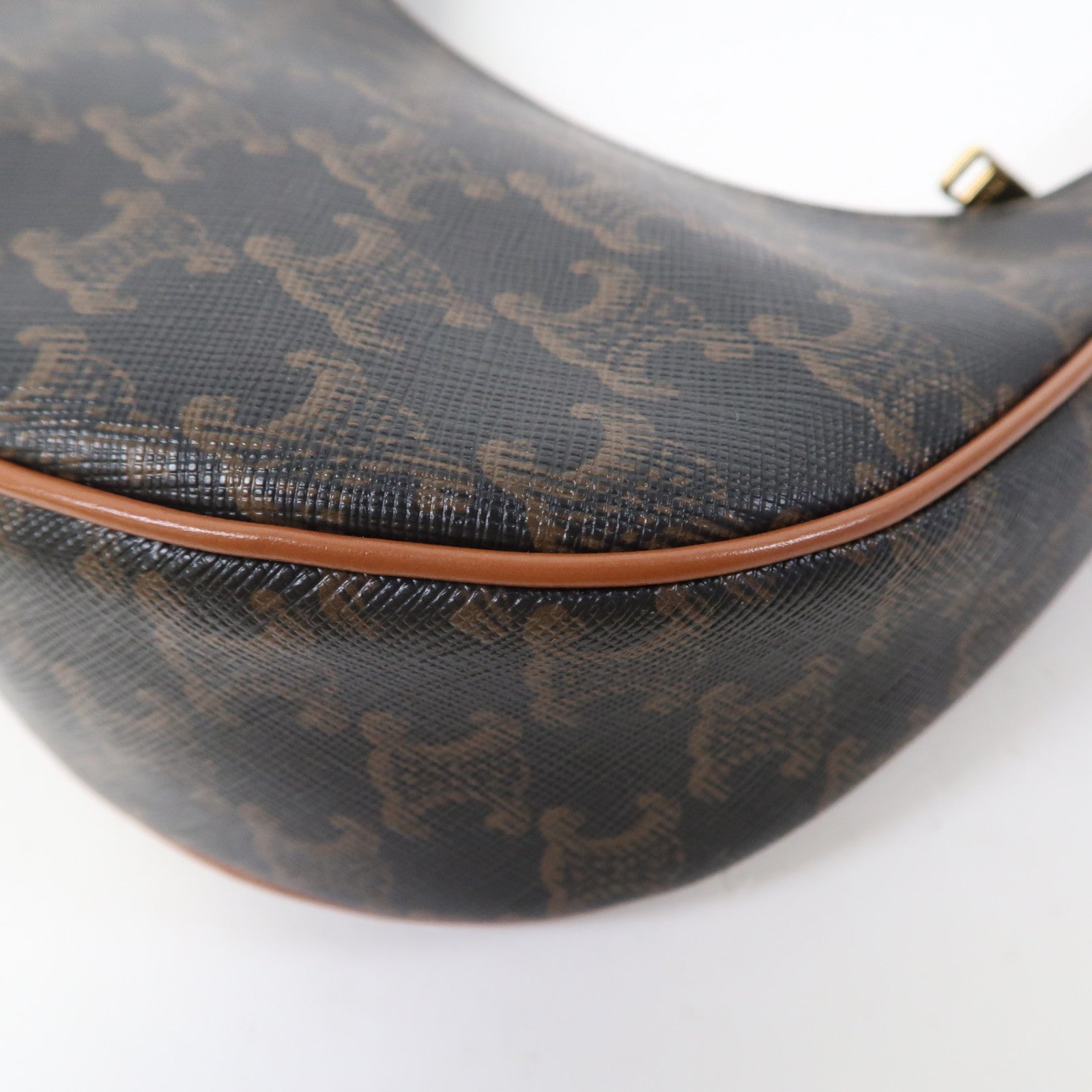 CELINE Triomphe帆布Ava金扣肩背袋啡色