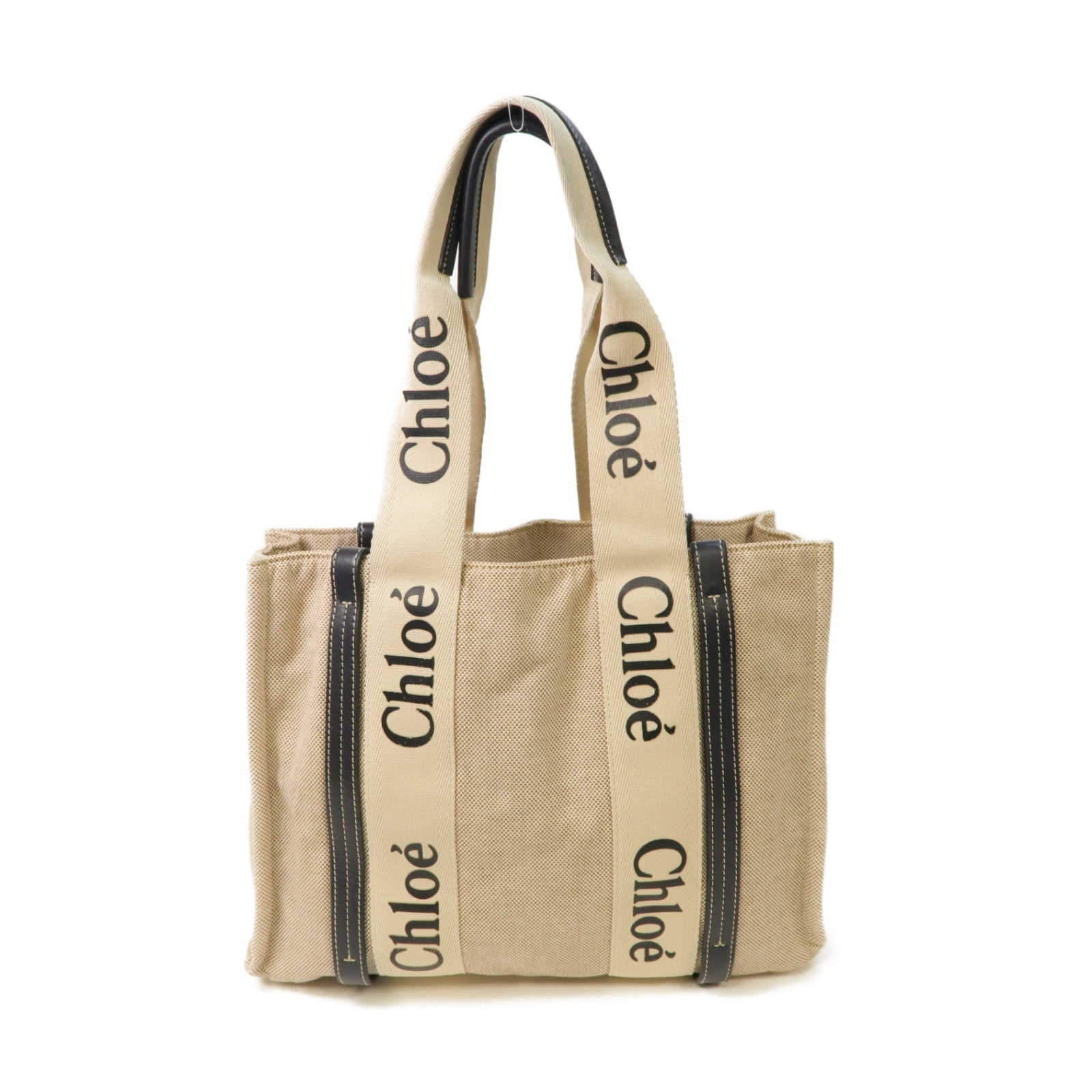 Chloe 【激減優惠】帆布Woody Tote Bag手挽袋米色/深藍色