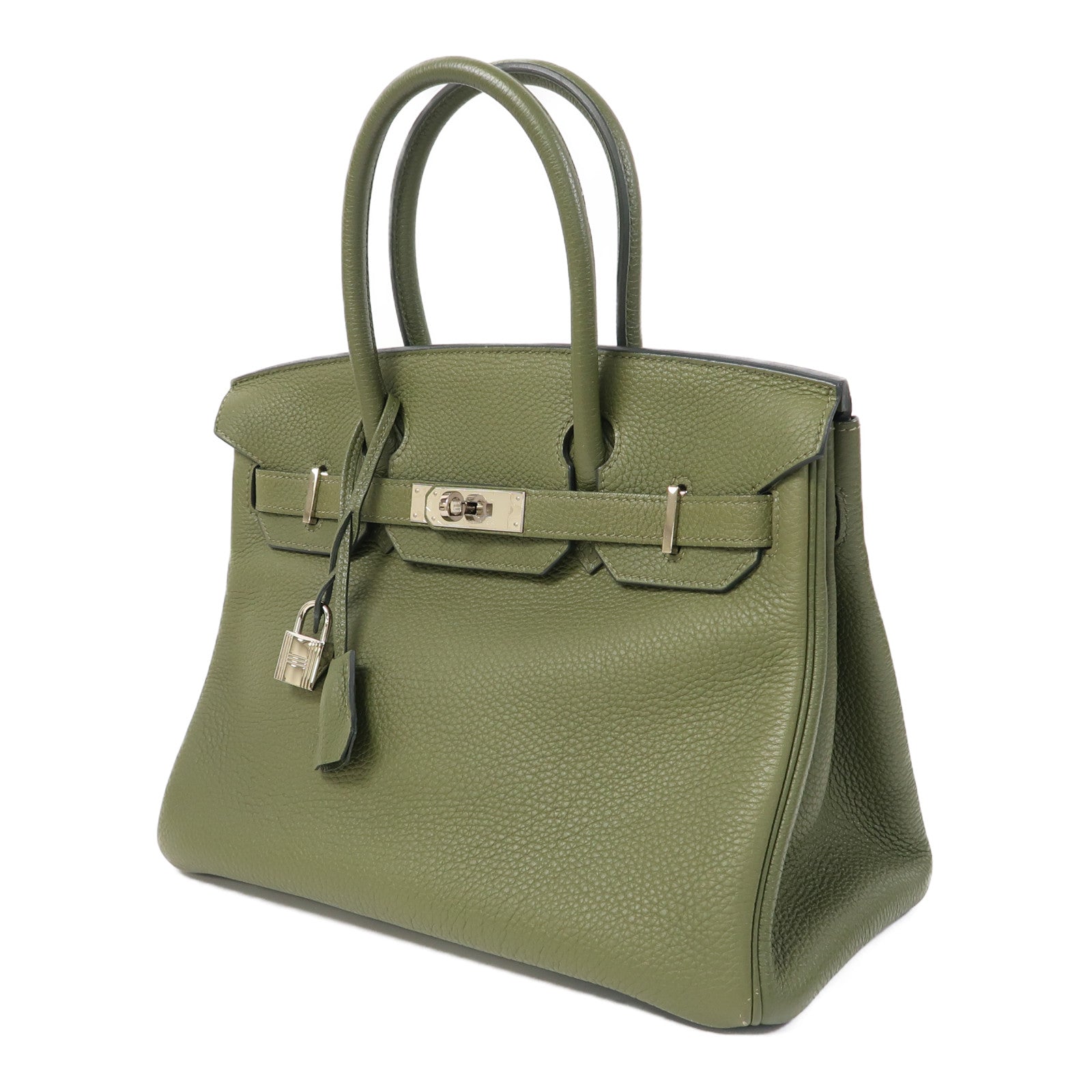 HERMES Togo皮革Birkin 30銀扣手挽袋Pelouse/草坪綠色