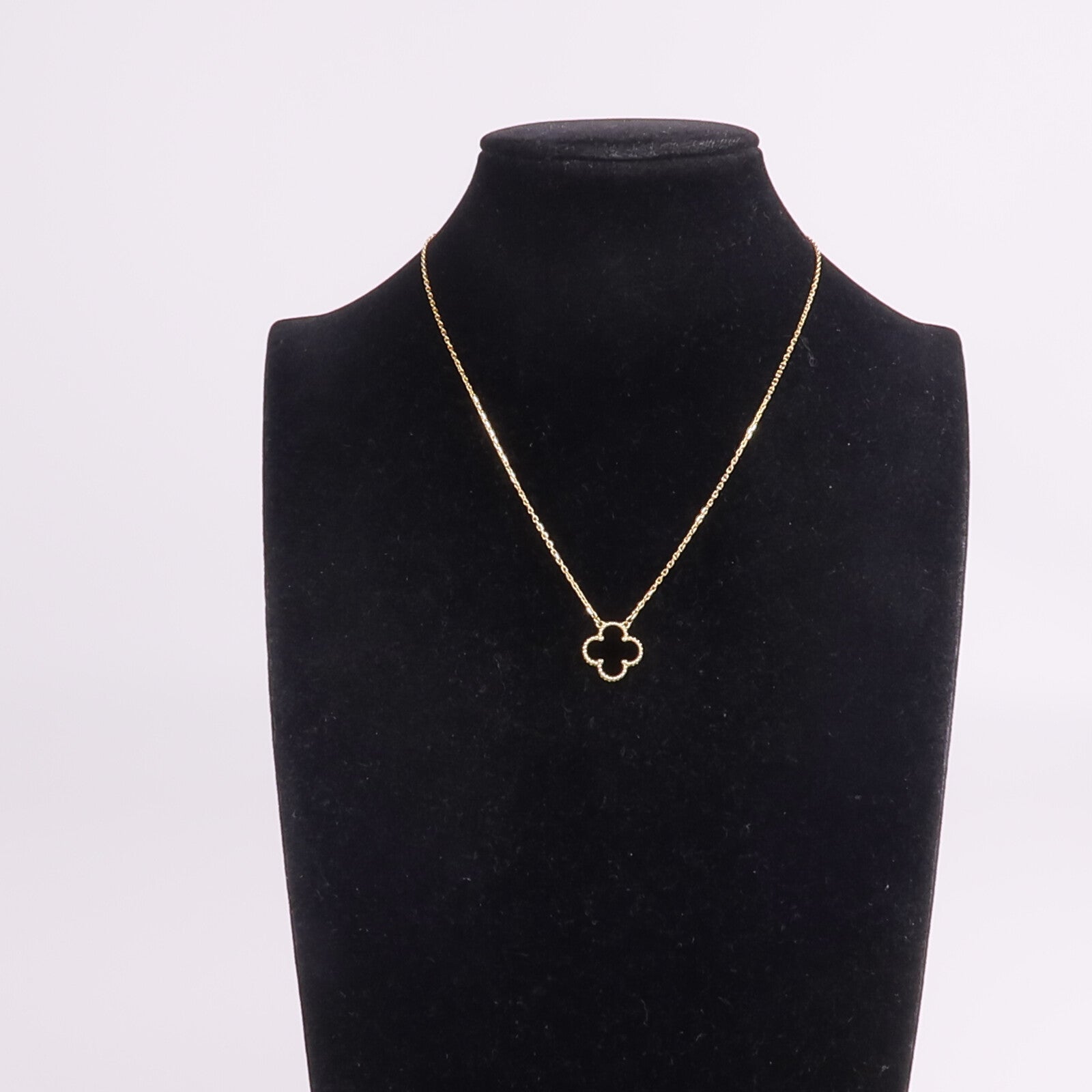 Van Cleef & Arpels 18K黃金Vintage Alhambra Pendant縞瑪瑙項鍊
