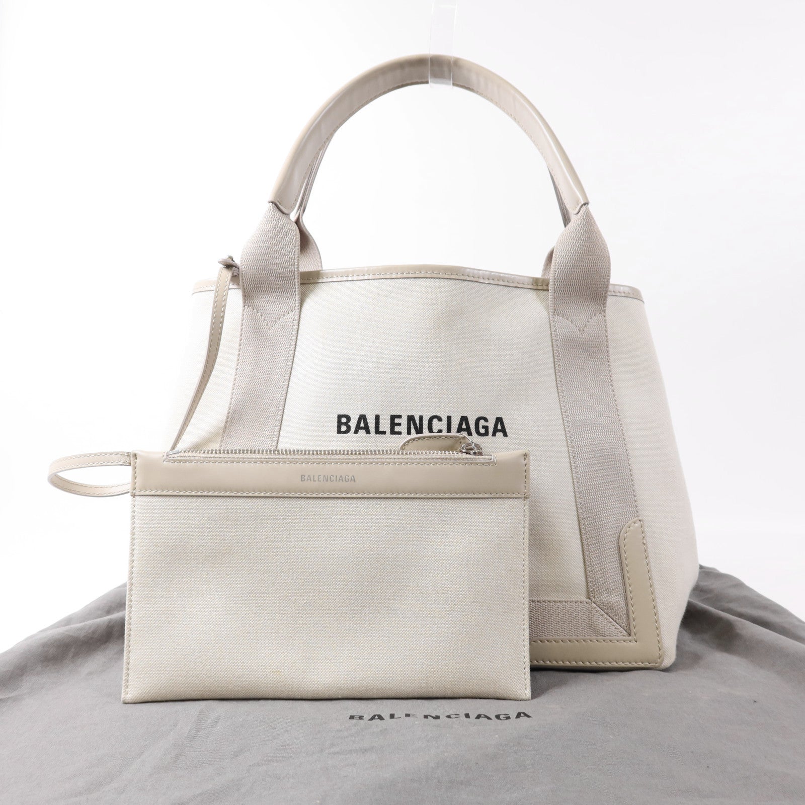 BALENCIAGA 帆布Navy Cabas Small銀扣手挽袋