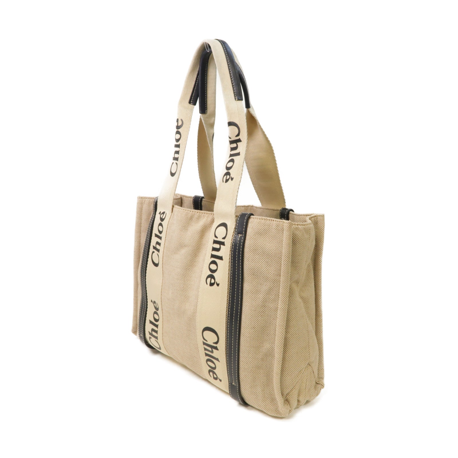 Chloe 【激減優惠】帆布Woody Tote Bag手挽袋米色/深藍色