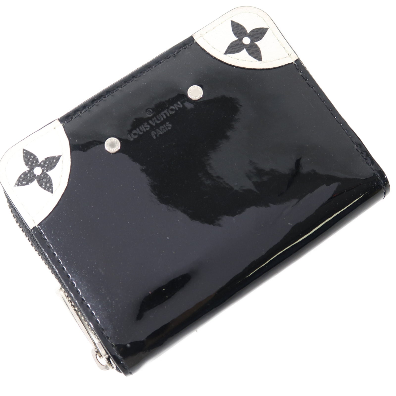 LOUIS VUITTON Vernis Coin/Card Case銀扣卡片套/鎖匙包黑色