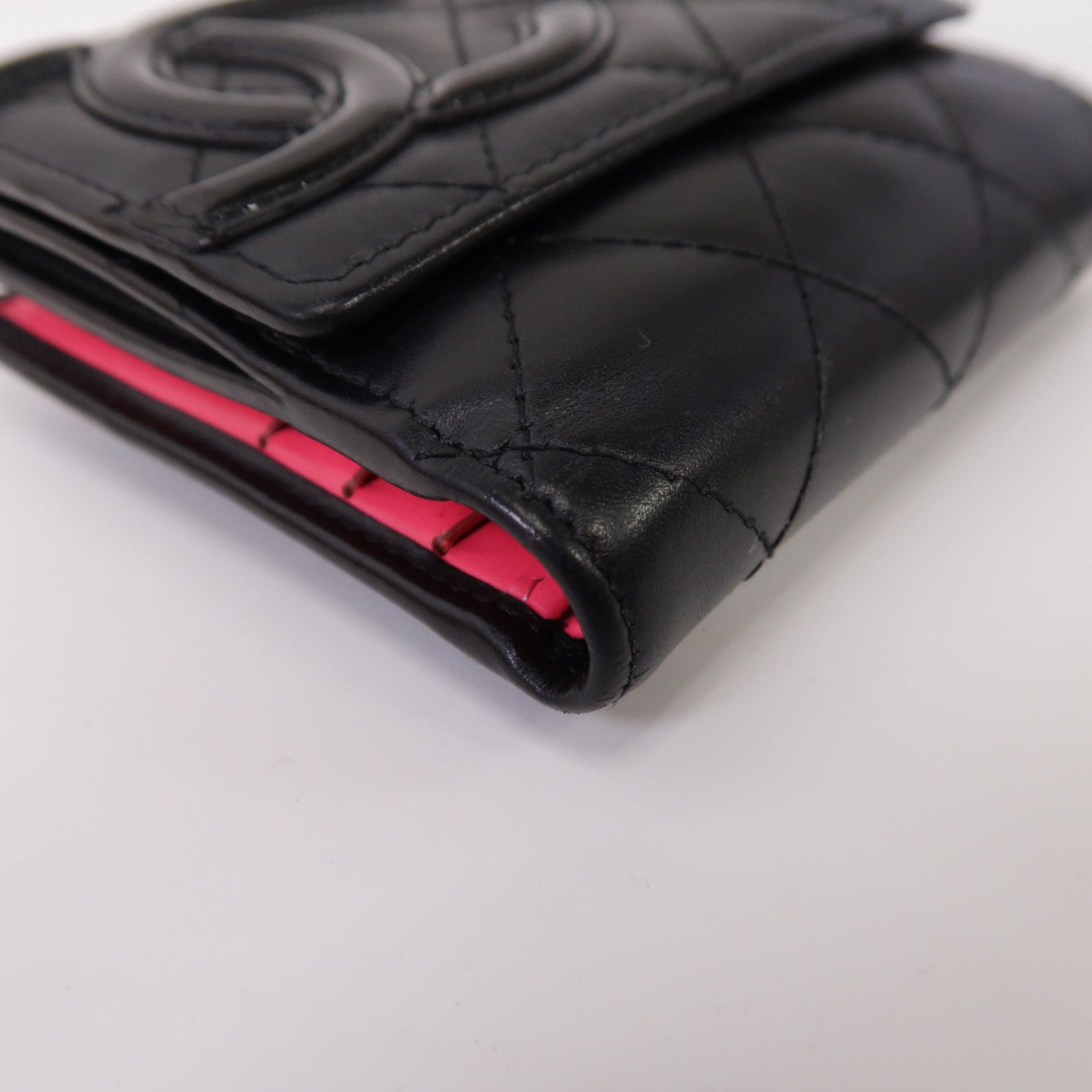 CHANEL 菱格牛皮皮革Cambon Bi-Fold Wallet折疊錢包黑色