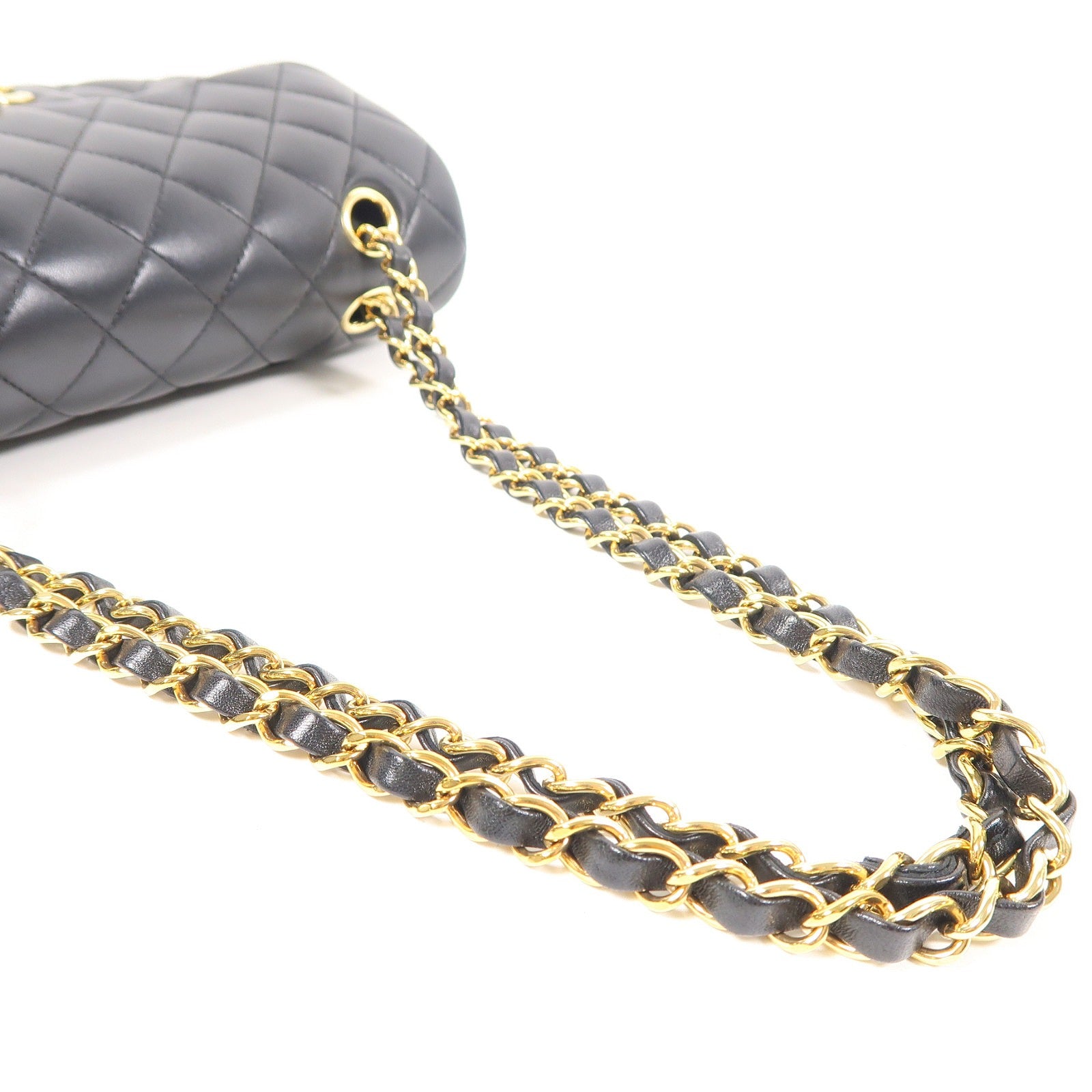 CHANEL 【激減優惠】菱格羊皮皮革Classic 23cm金扣鏈帶肩背袋黑色