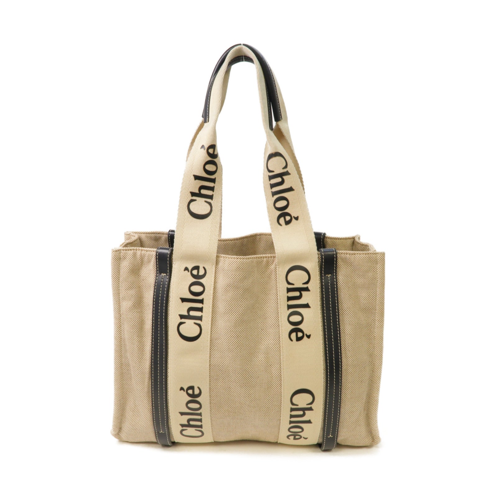 Chloe 【激減優惠】帆布Woody Tote Bag手挽袋米色/深藍色