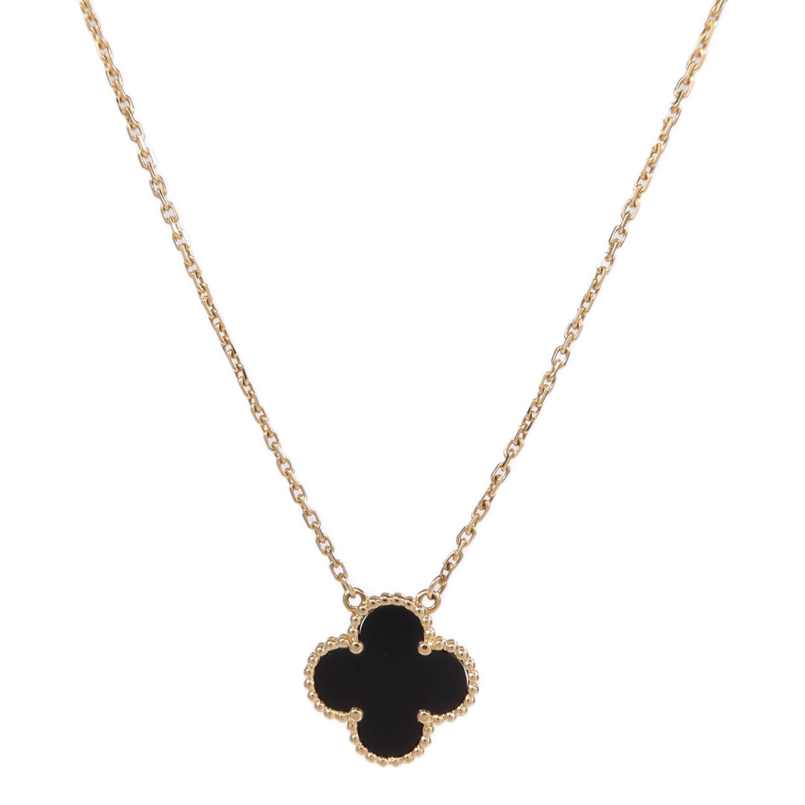 Van Cleef & Arpels 18K黃金Vintage Alhambra Pendant縞瑪瑙項鍊