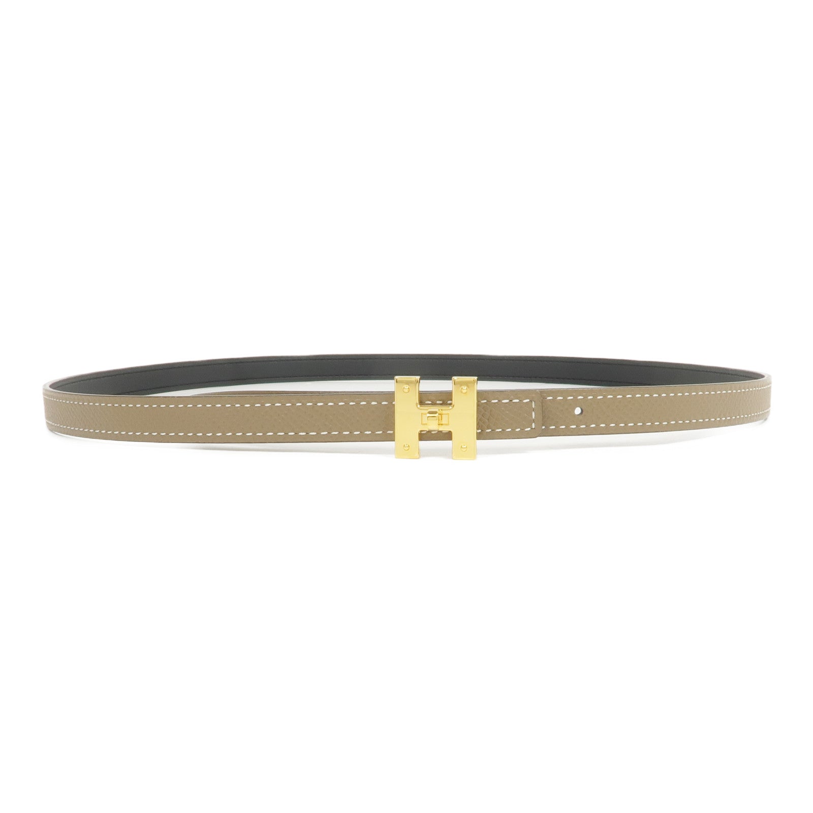 HERMES Epsom/Swift皮革H Belt金扣皮帶Etoupe